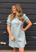 Meagan Ruffled Button Denim Dress