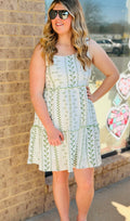 Halle Botanical Embroidered Ruffle Dress