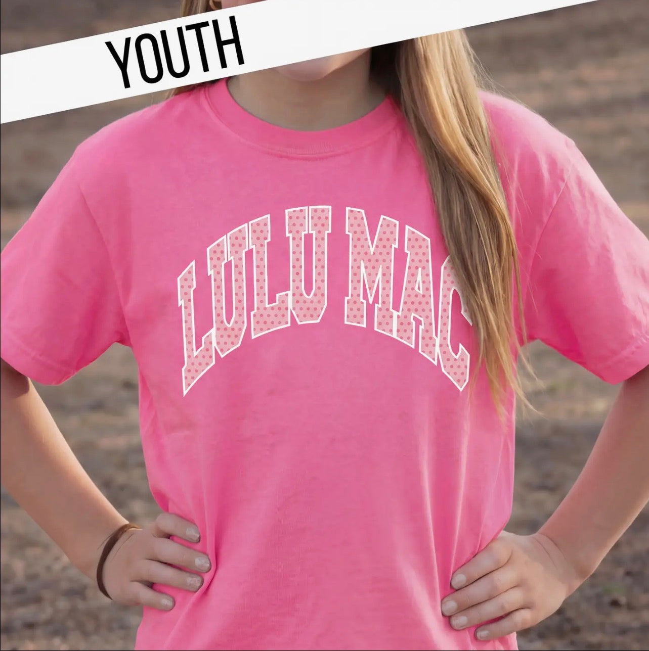 Lulu Mac Neon Pink Dot Youth Tee