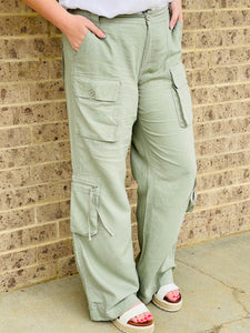 RISEN HIGH RISE STRAIGHT LINEN CARGO