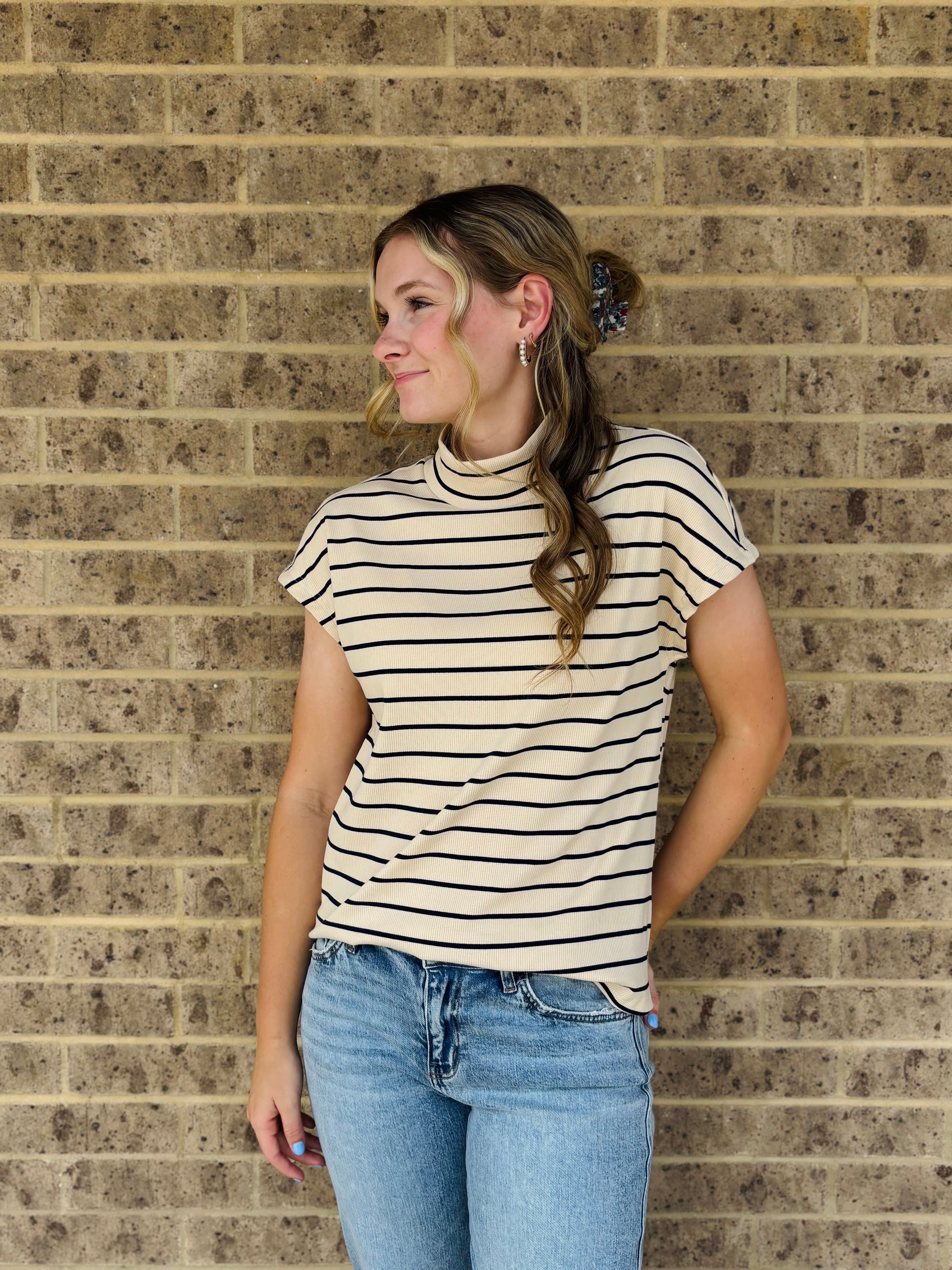 Caroline Striped Mock Neck by PB