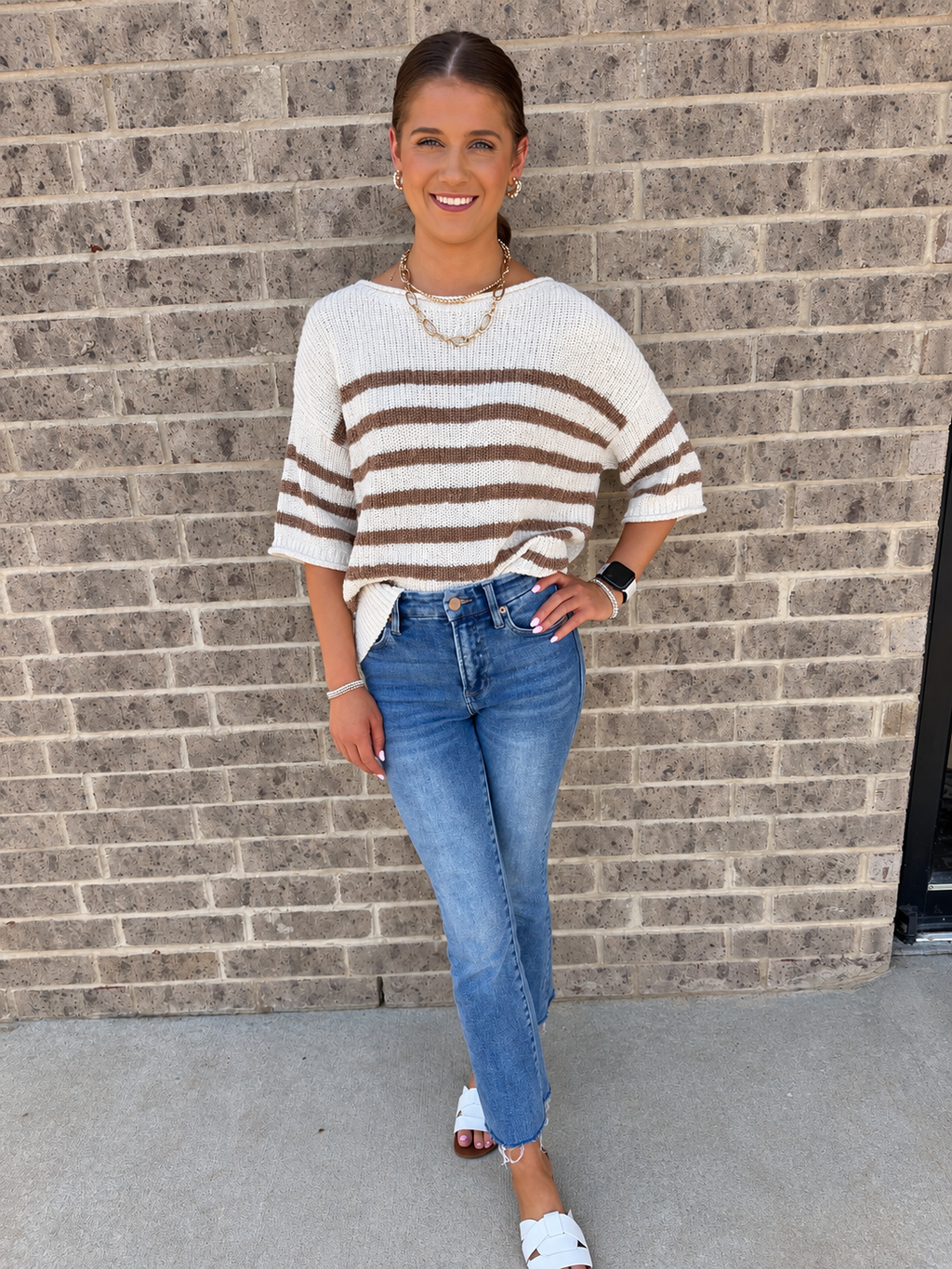 Memphis Half Sleeve Knit Sweater