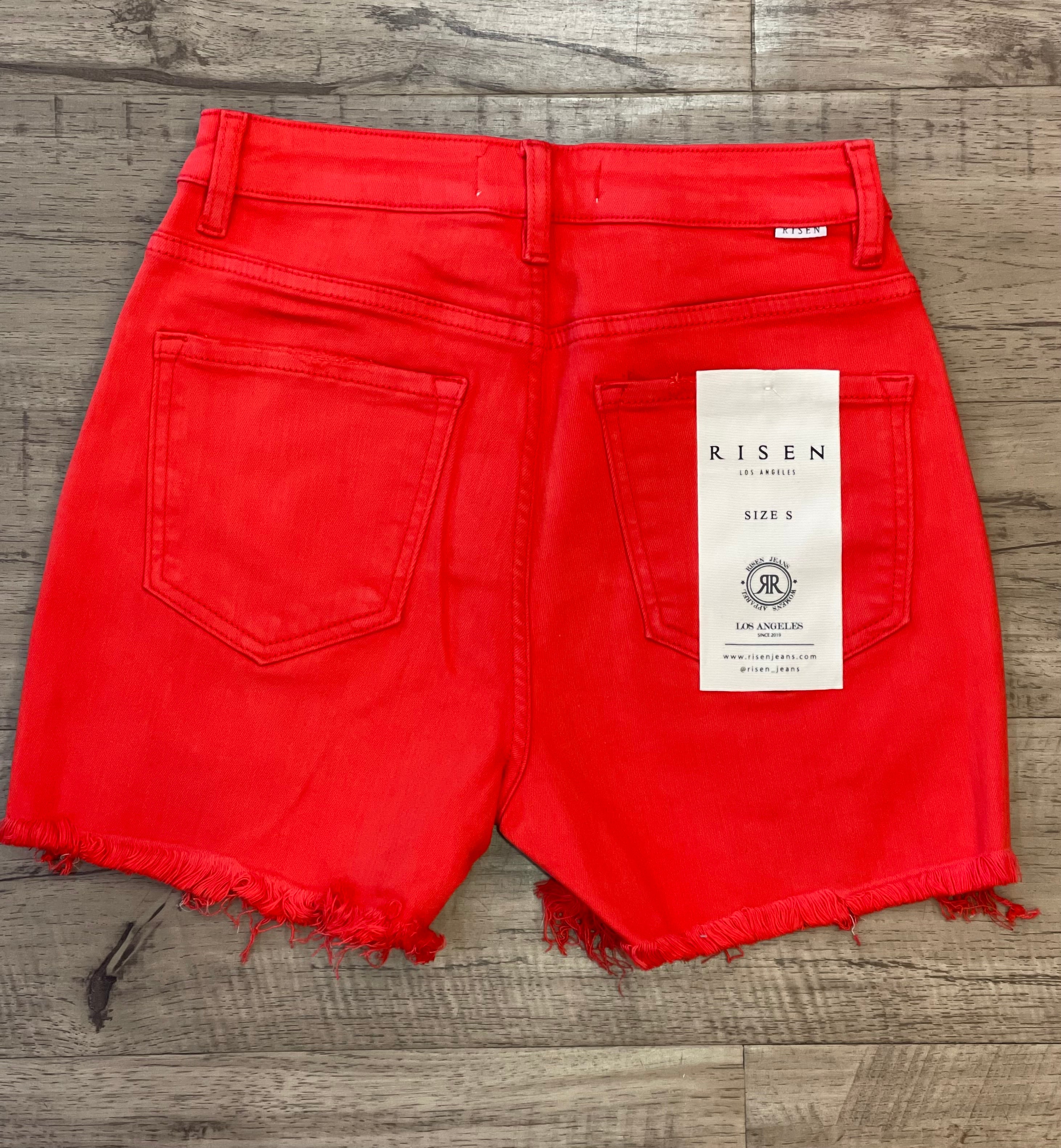 RISEN HIGH RISE DISTRESSED SHORTS