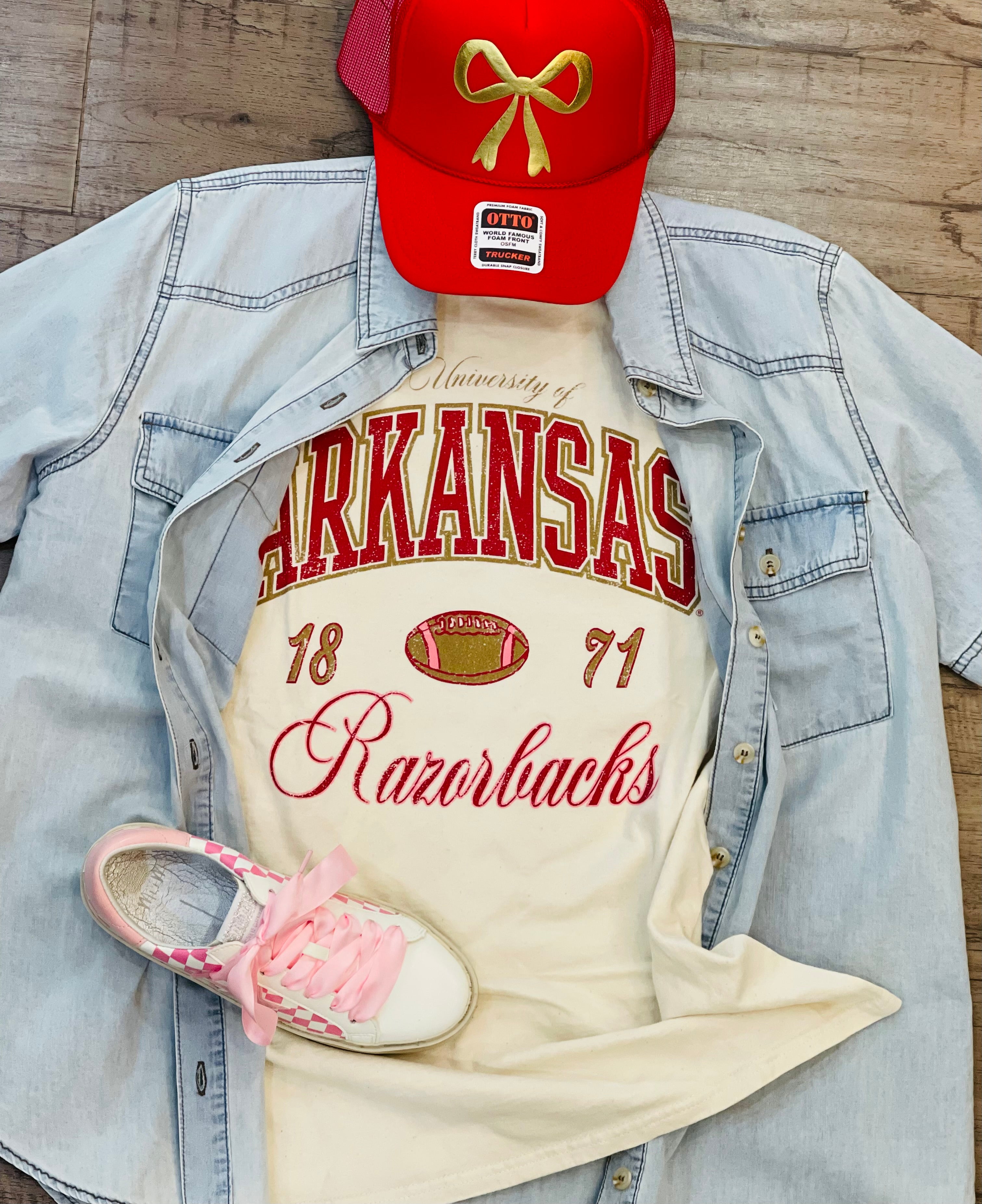 Razorbacks Wave Arch Tee Livy Lu