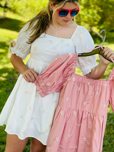 Cadence Embroidered Bow Dress