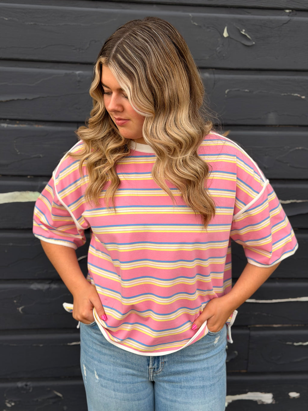 Pink Sugar Striped Top