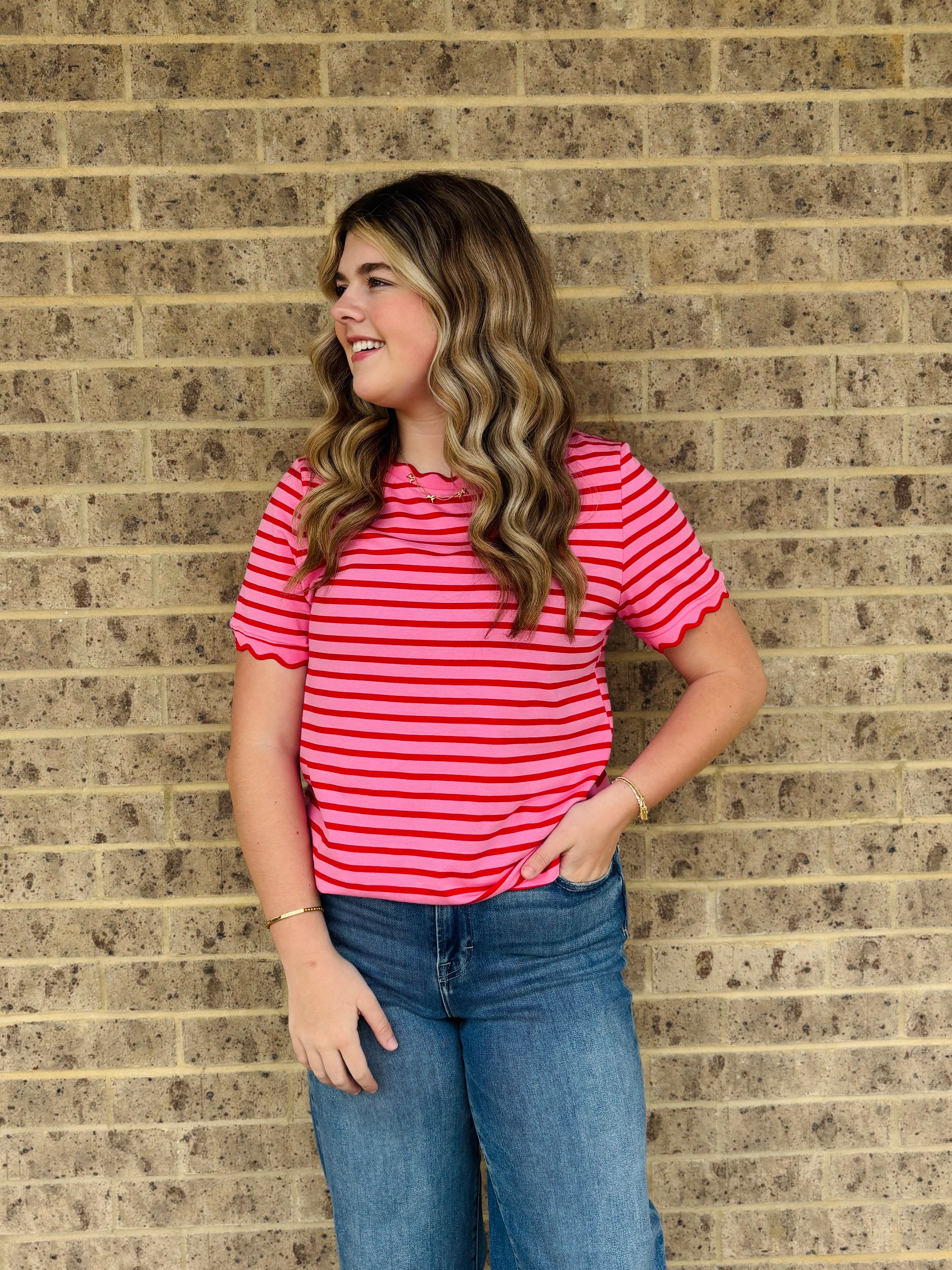 August Striped Scallop Top by PB
