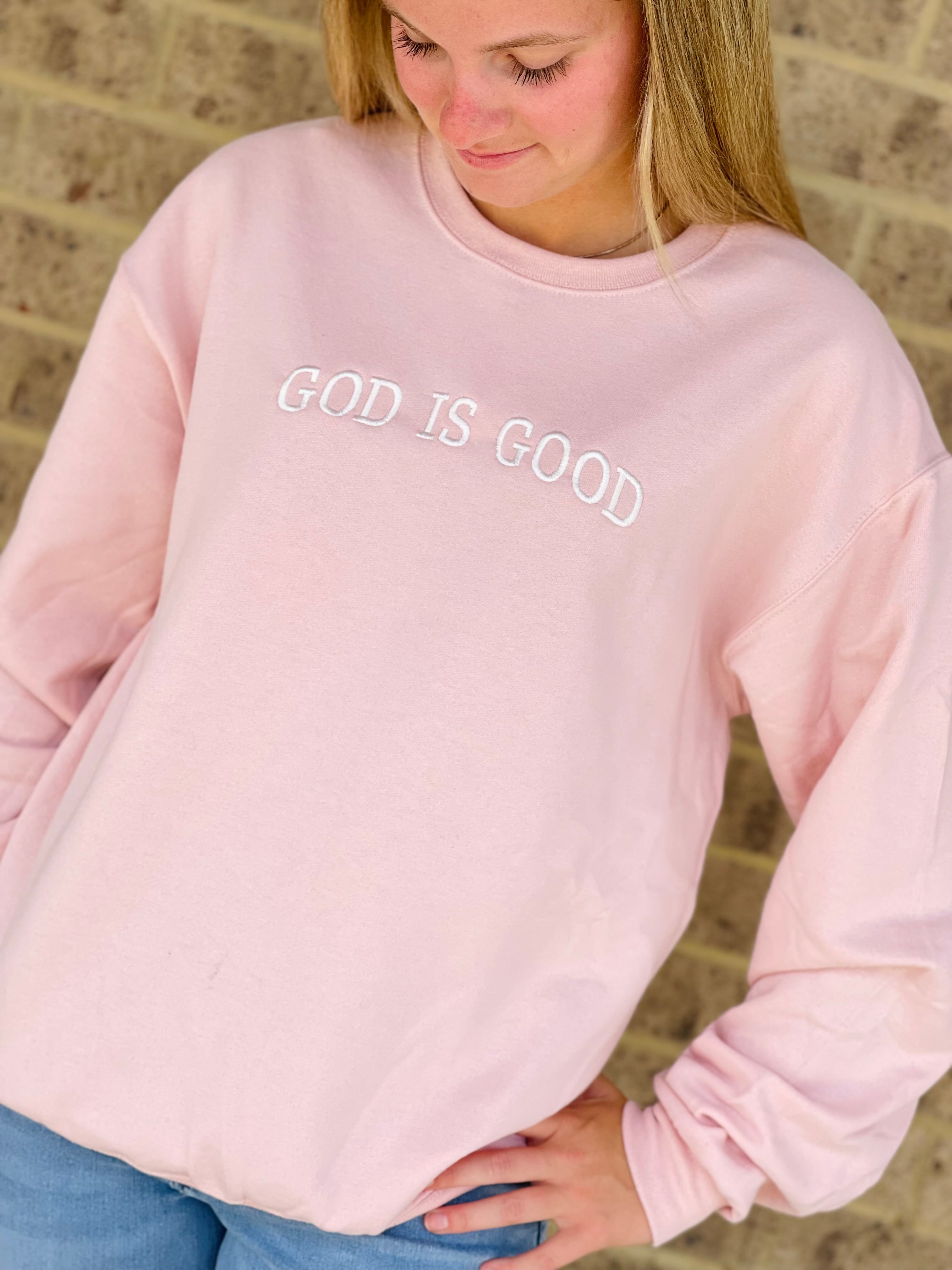 GOD IS GOOD EMBROIDERED PULLOVER
