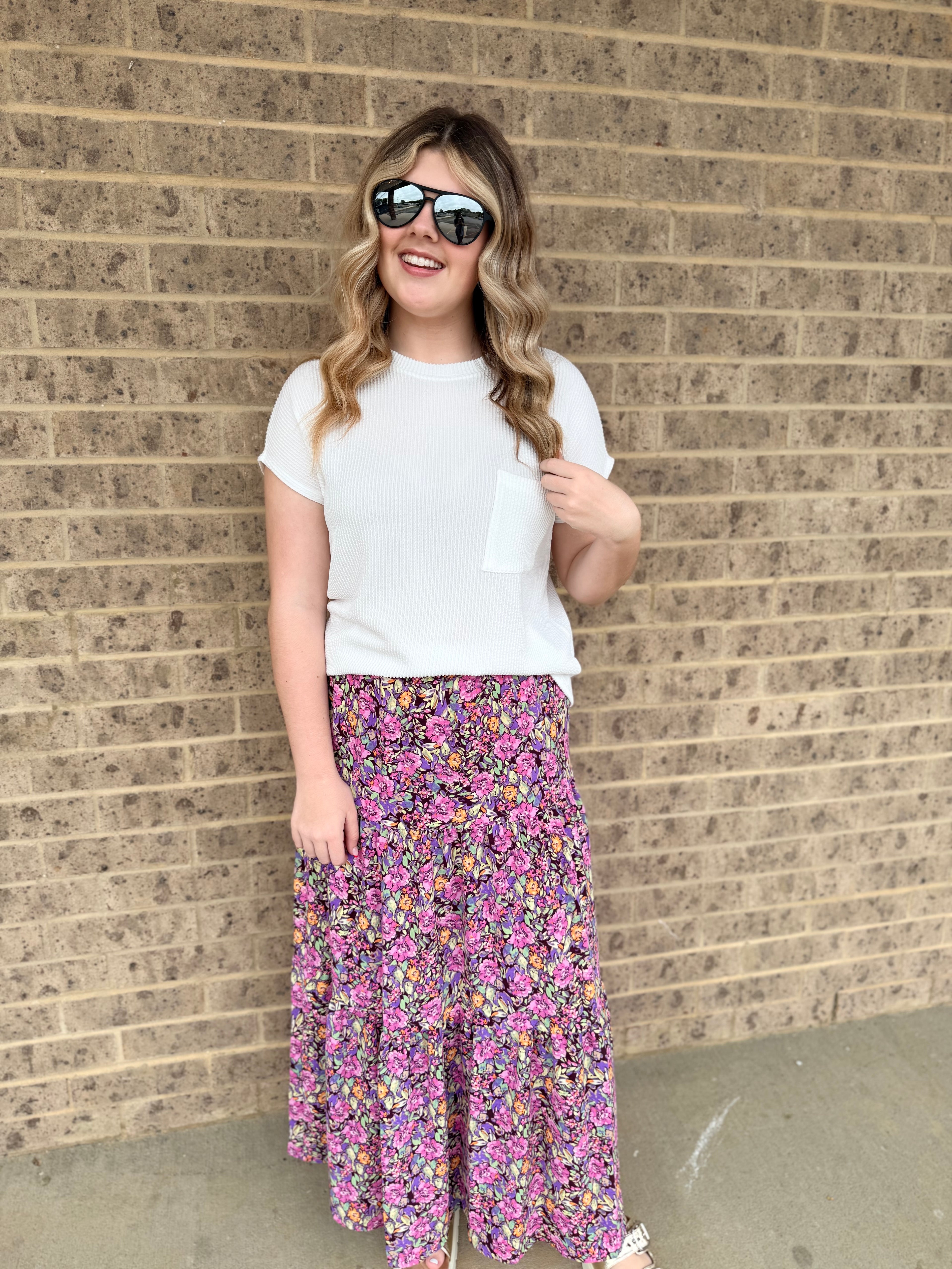 Floral tiered maxi skirt