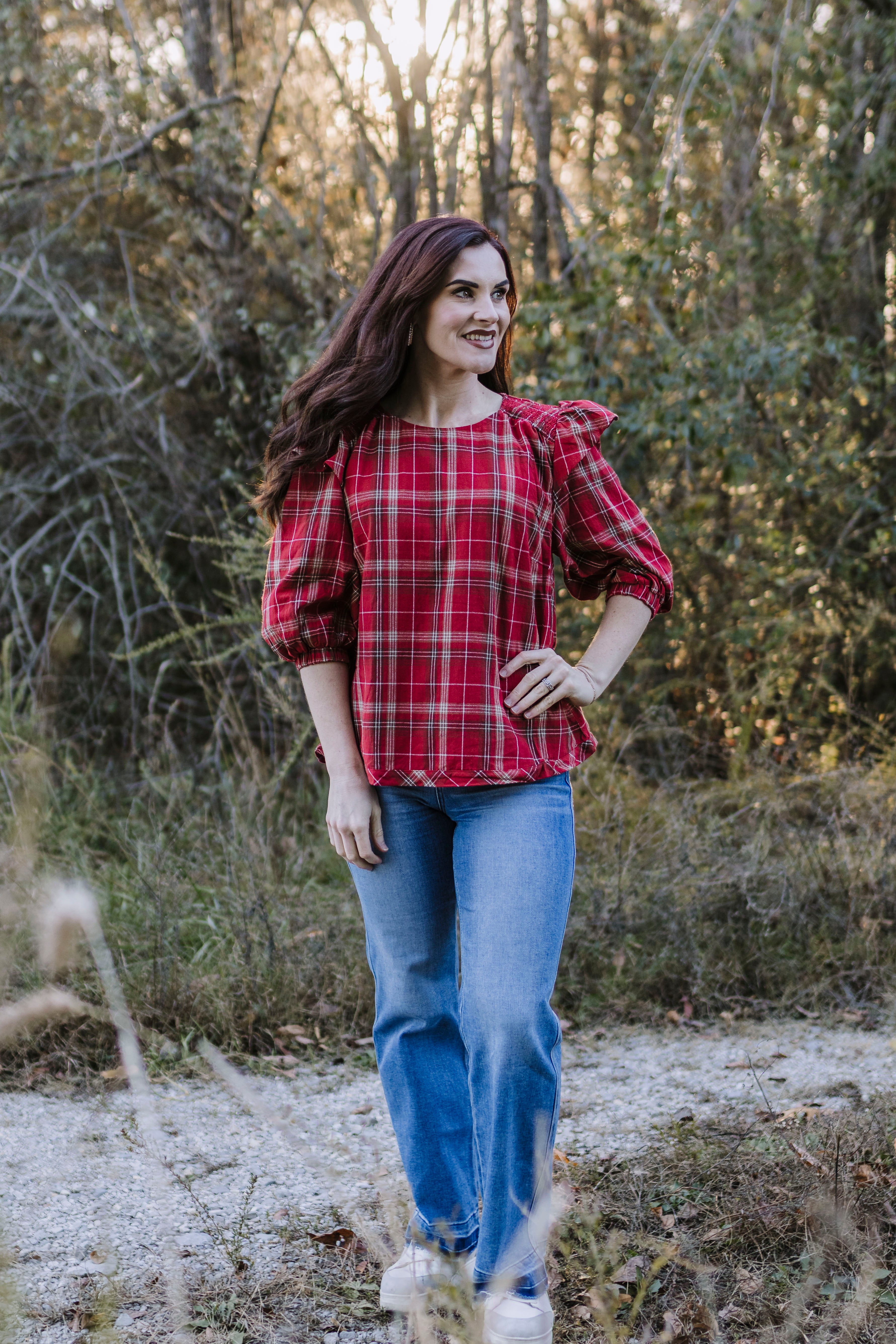 Sleigh Bells Ring Plaid Top