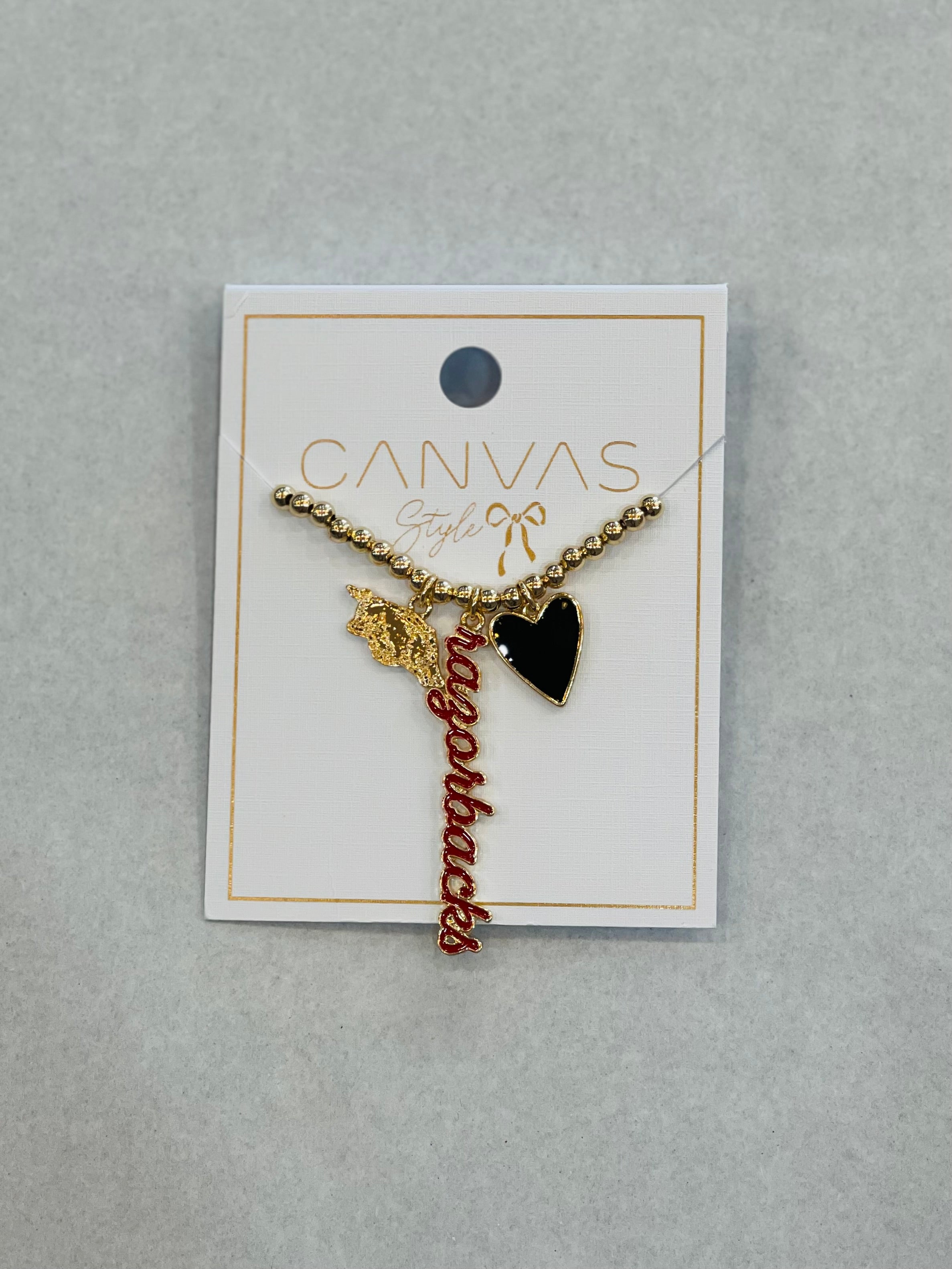 Arkansas Razorbacks Beaded Charm Necklace
