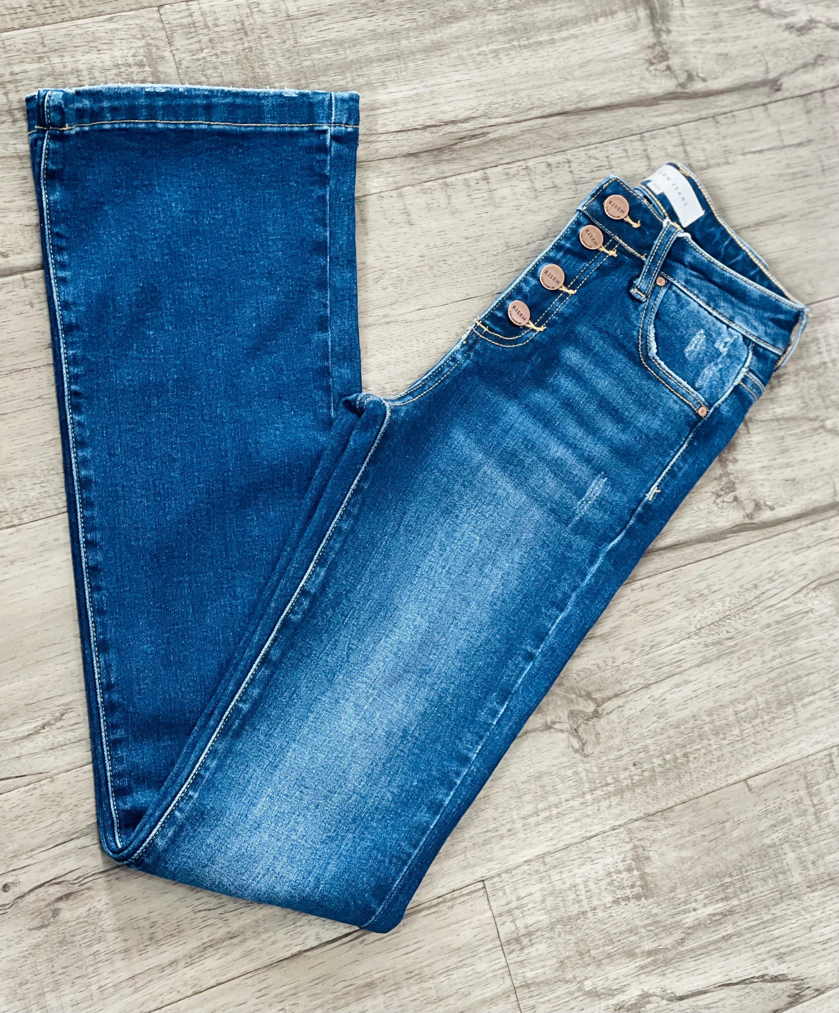 RISEN HR BUTTON DOWN BOOTCUT JEANS