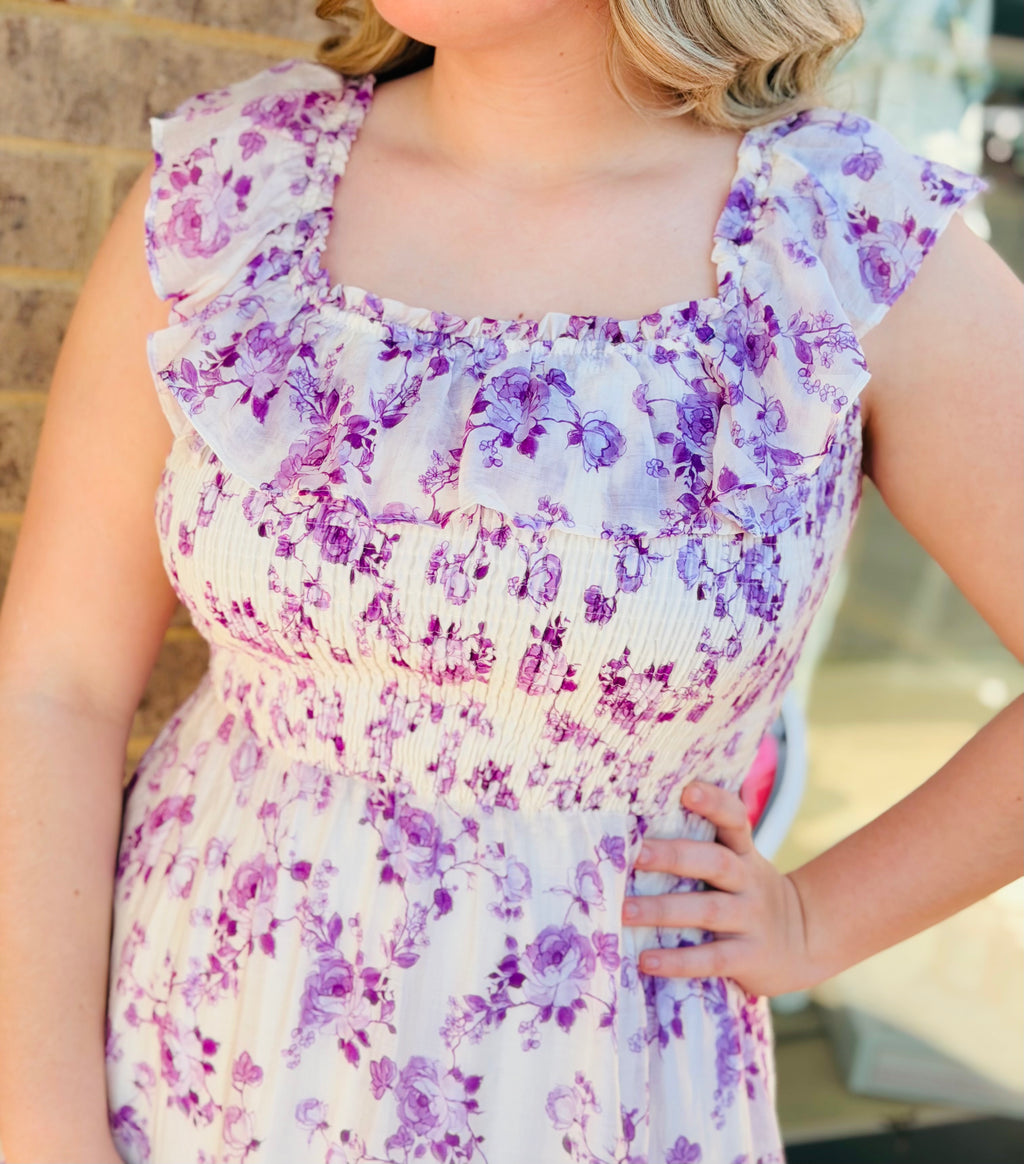 Hassie Floral Printed Smocked Ruffle Dress