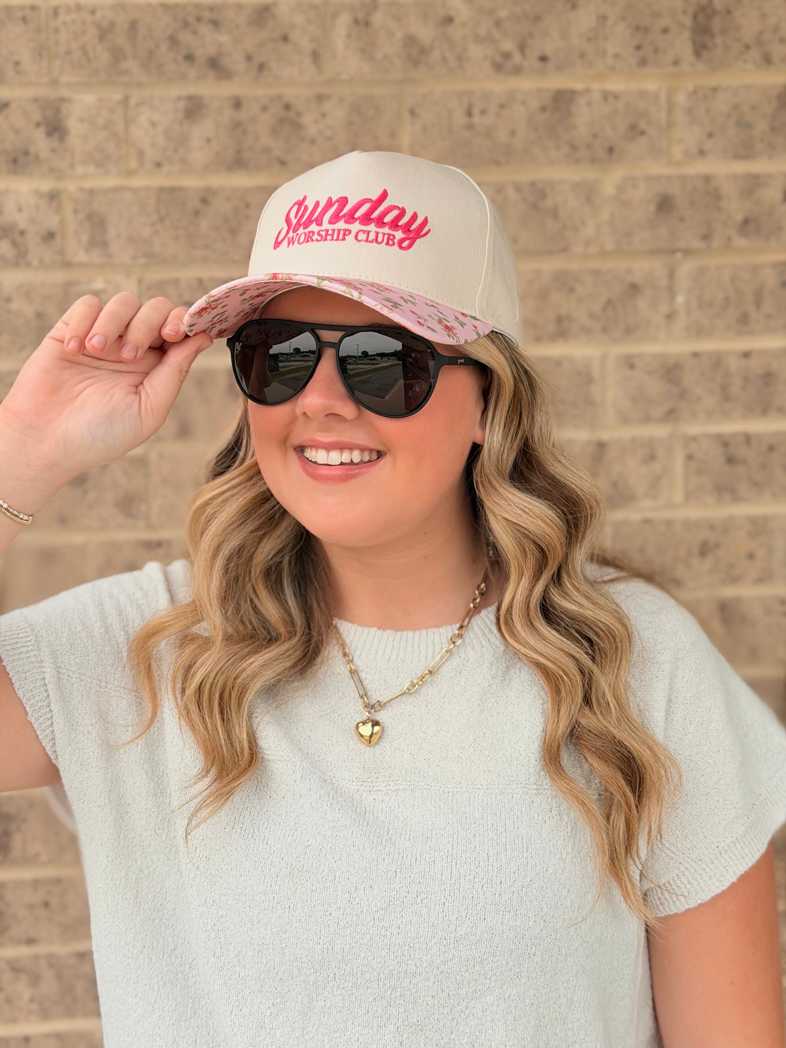 Sunday Worship Club Floral Trucker Hat