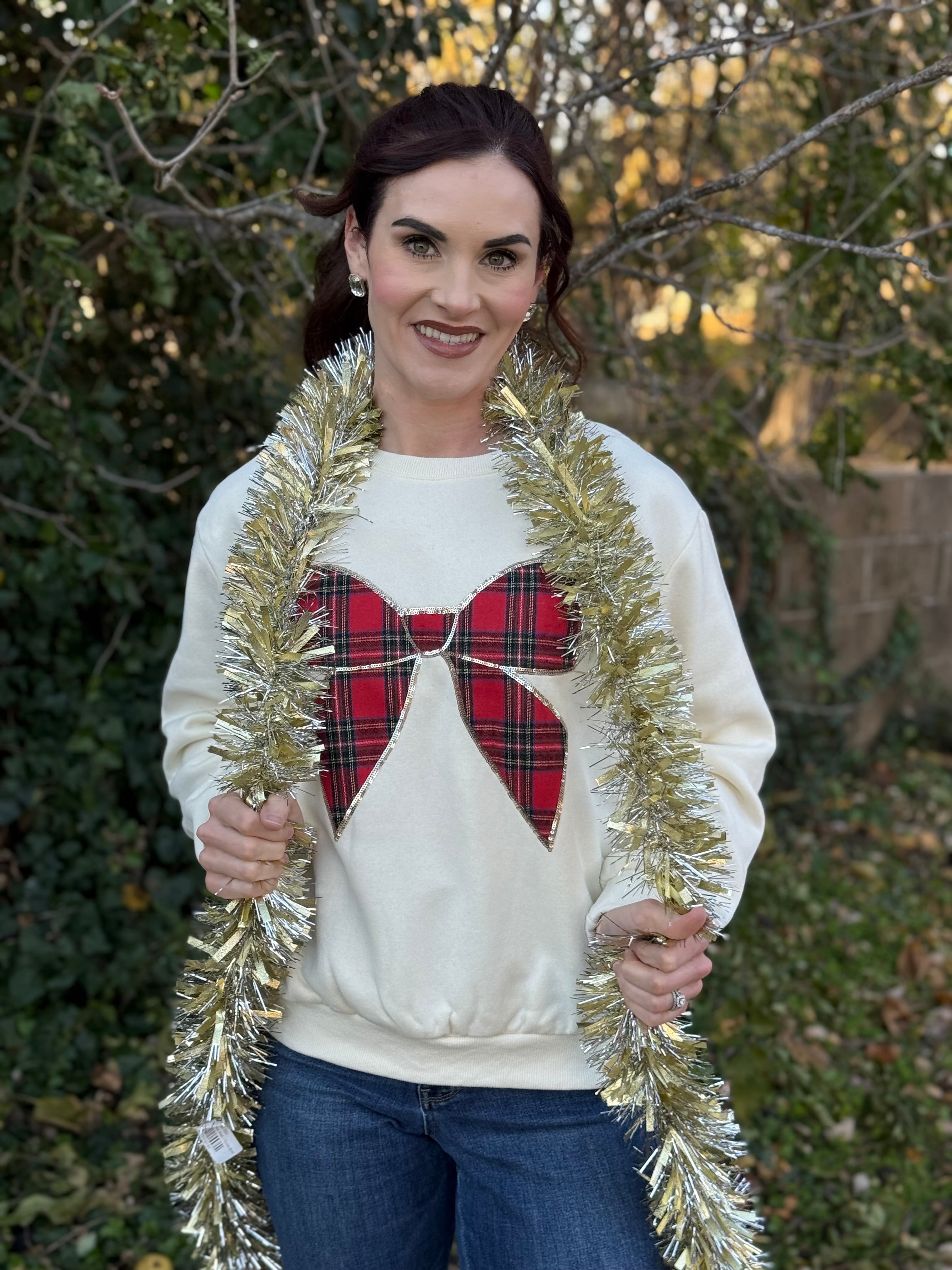 Winter Dreams Plaid Bow Sweatshirt