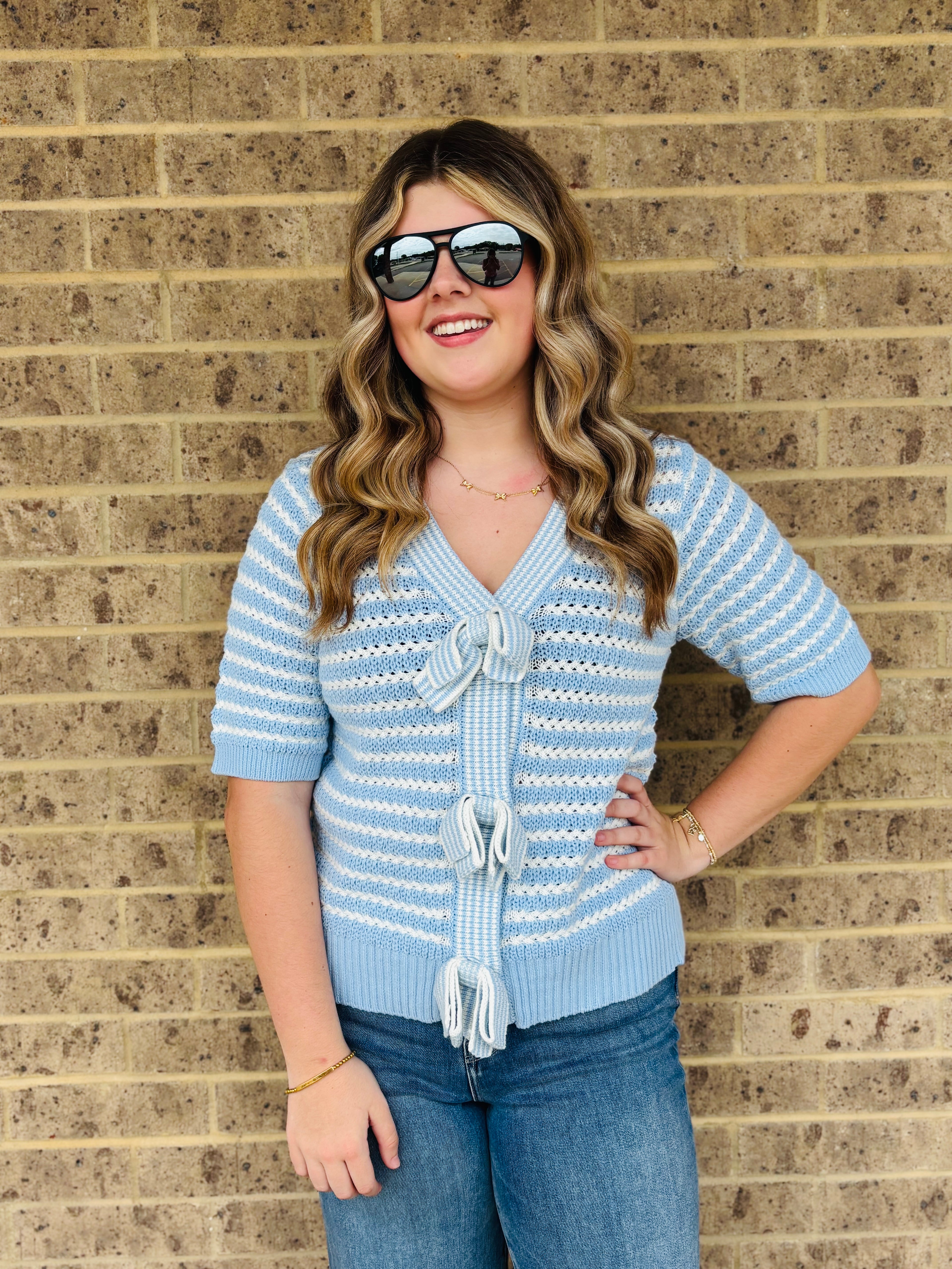 Anna Striped Bow Sweater by PB
