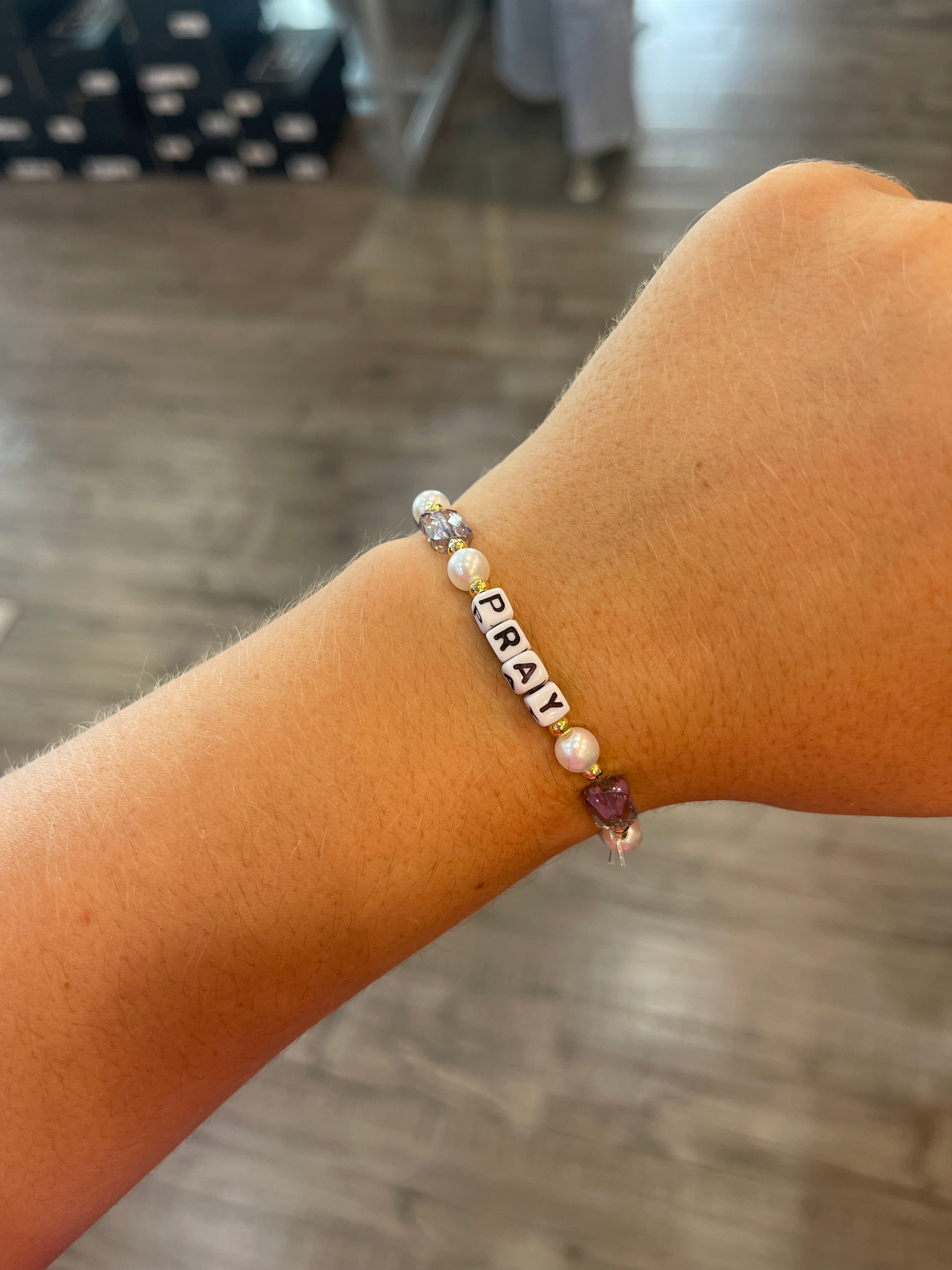 Elevated Faith Pray Pearl Letter Bracelet