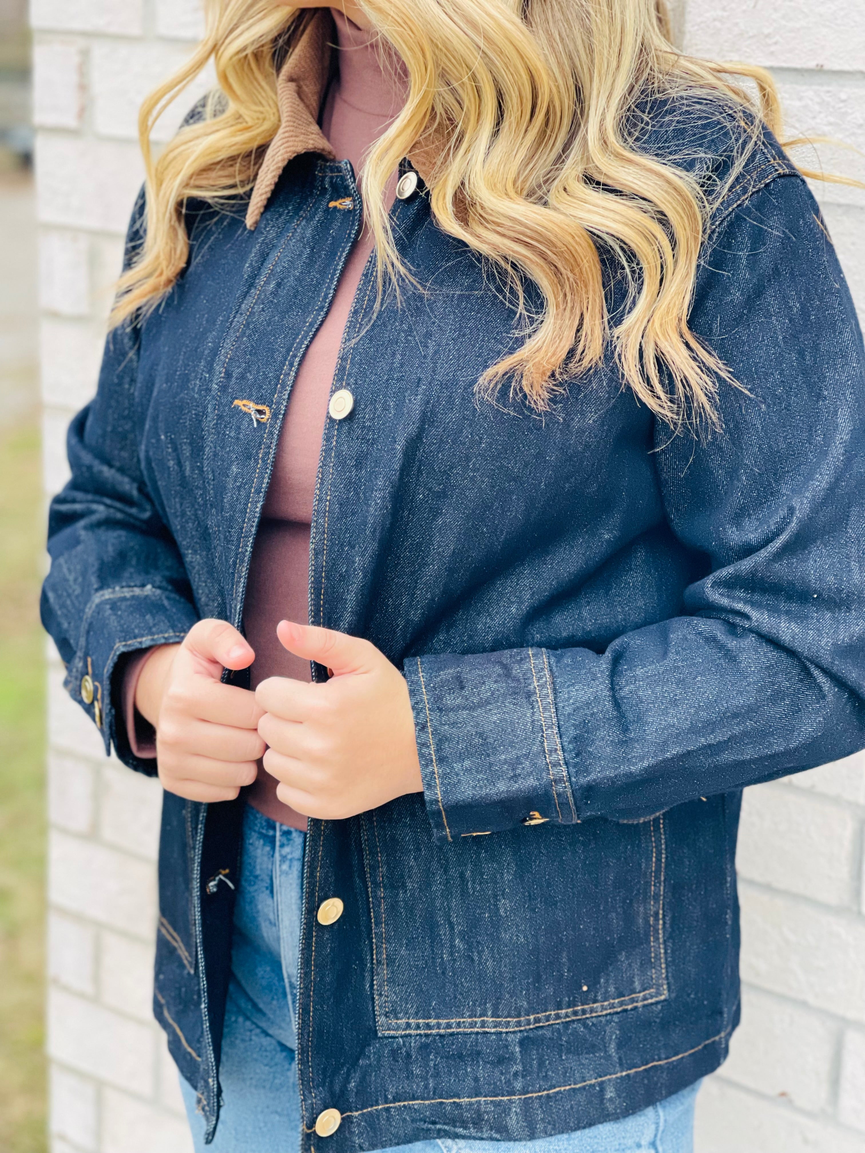 Urban Corduroy Collar Denim Jacket