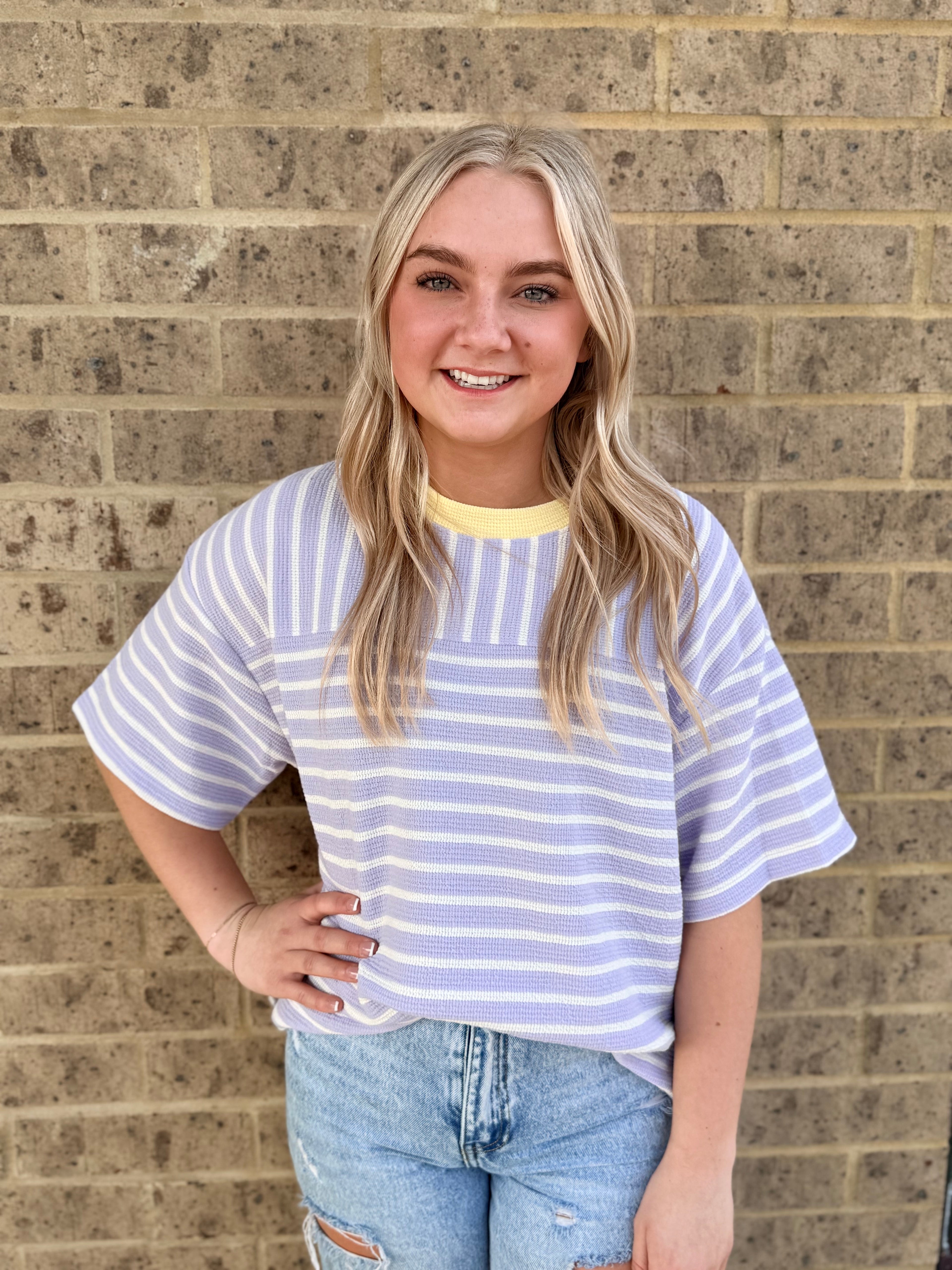 Leslee Color Block Ringer Top