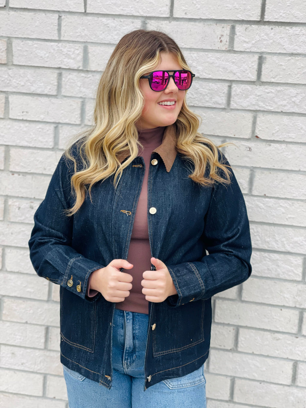 Urban Corduroy Collar Denim Jacket