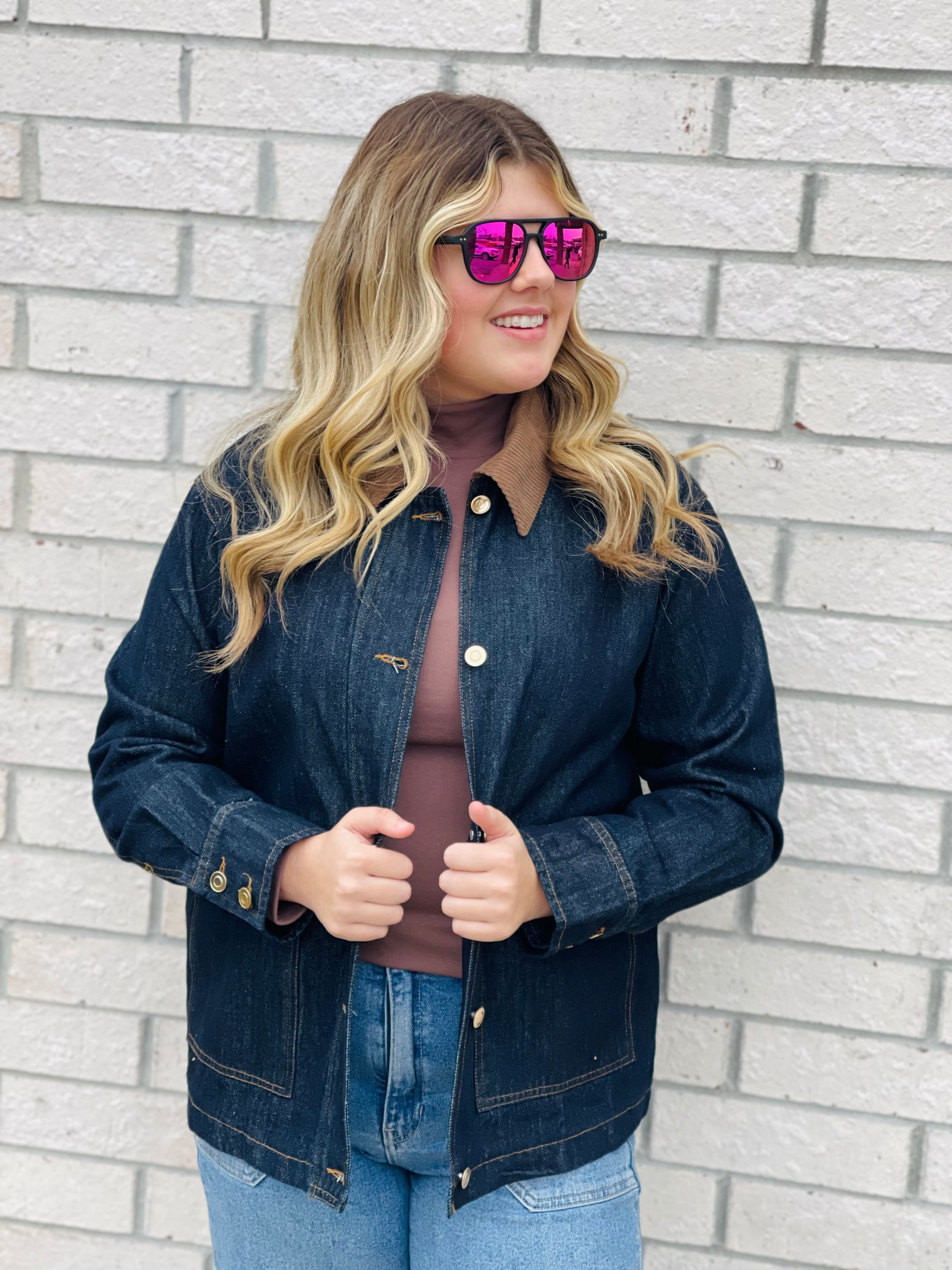 Urban Corduroy Collar Denim Jacket