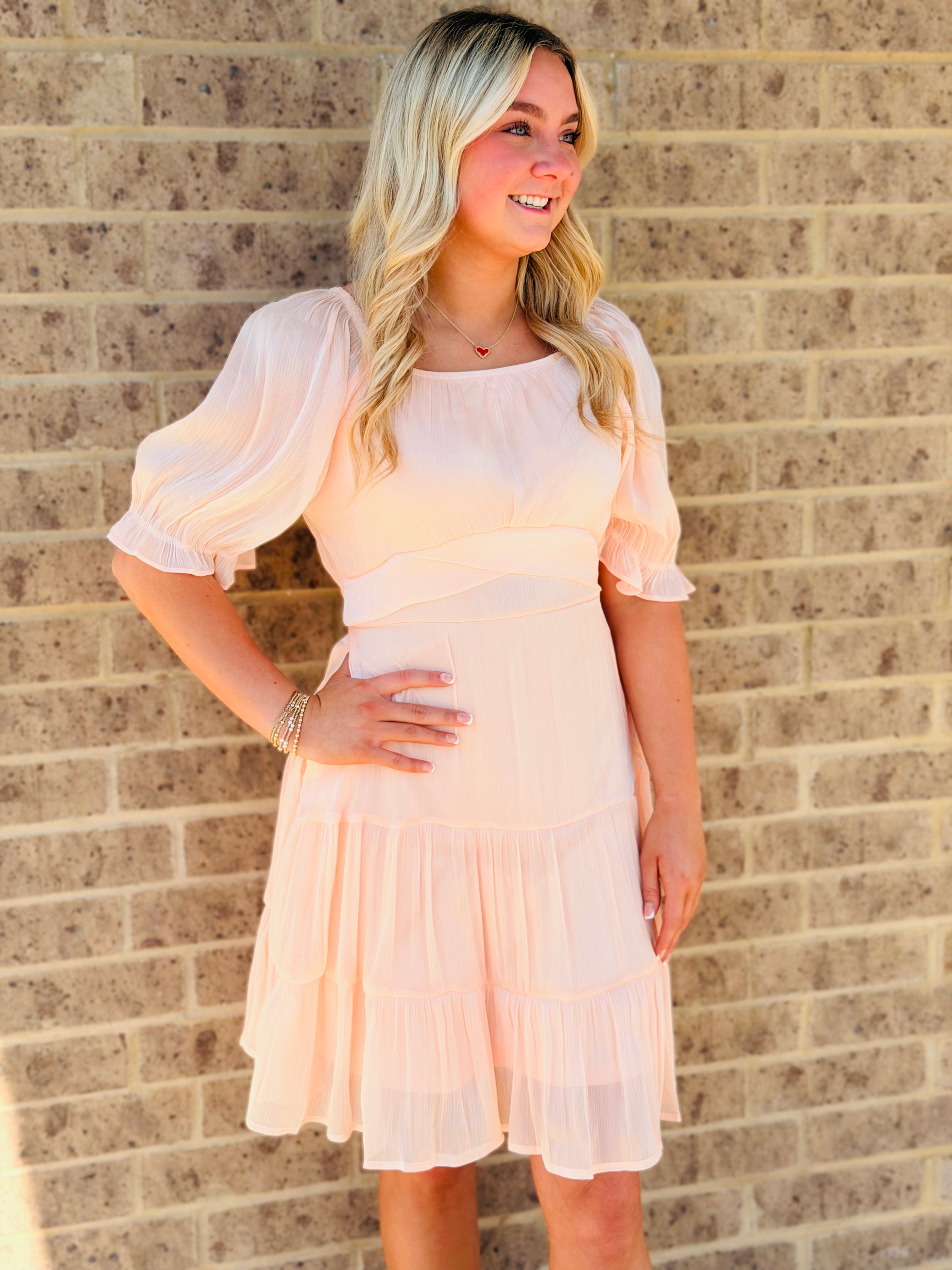 Harmony Textured Shimmer Tie Detail Dress