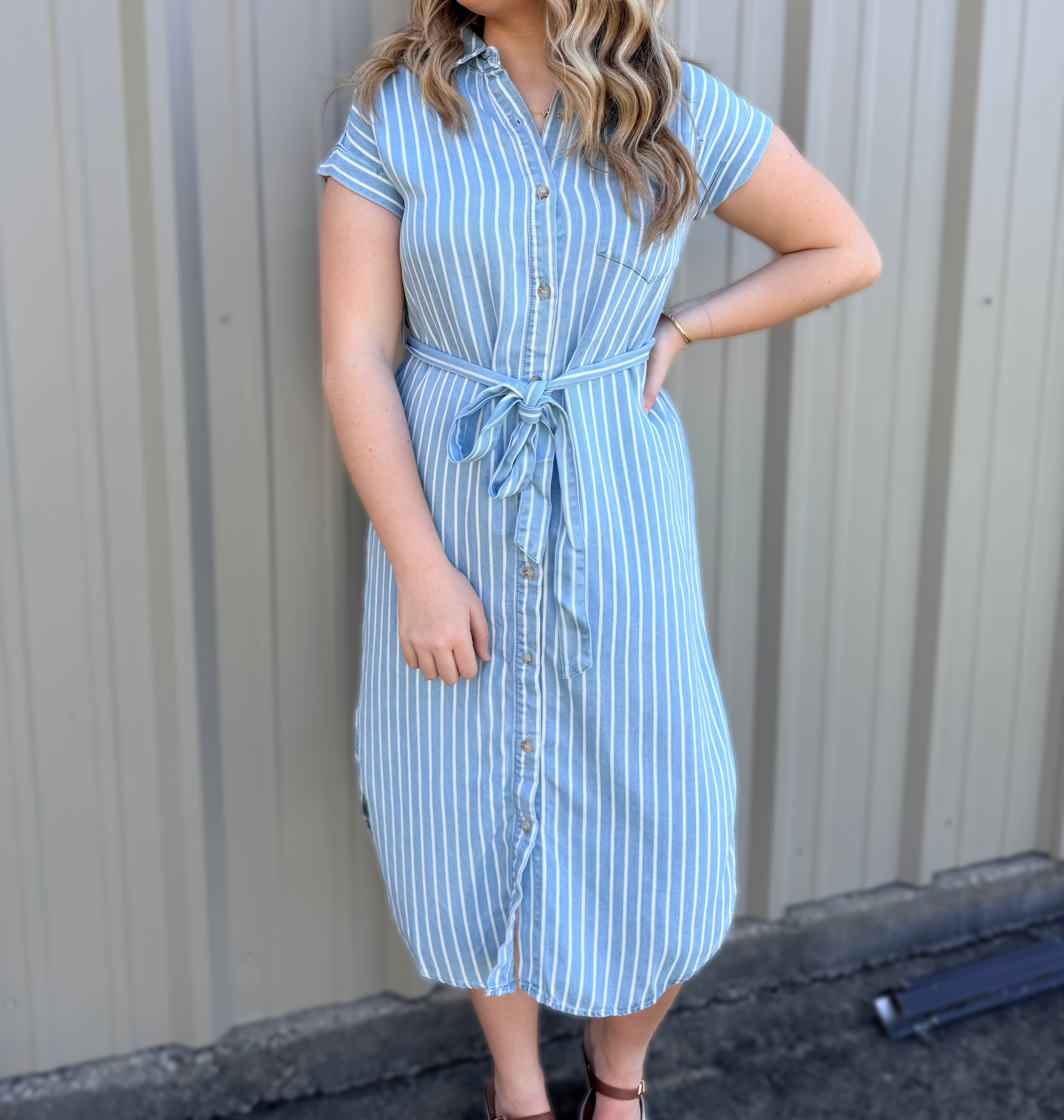 Sidewalk Ends Striped Tie Dress
