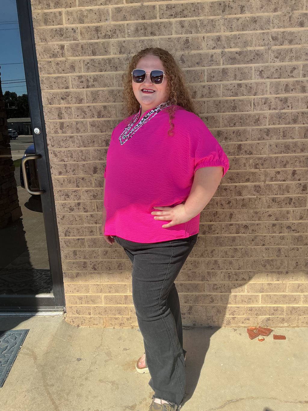 Leopard Patchwork V-Neck Top By Pretty Bash