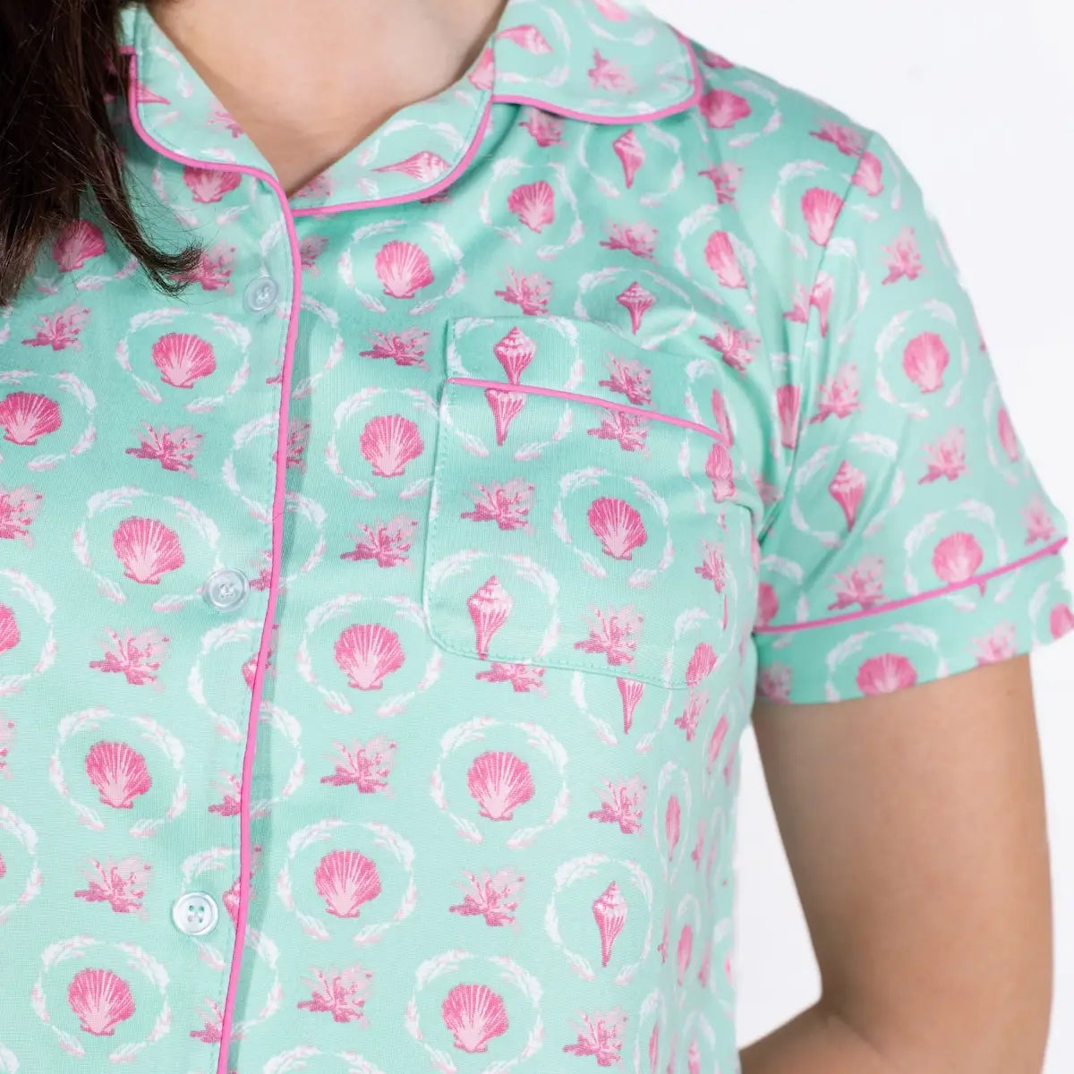 Short Sleeve Button Up Sleep Shirt