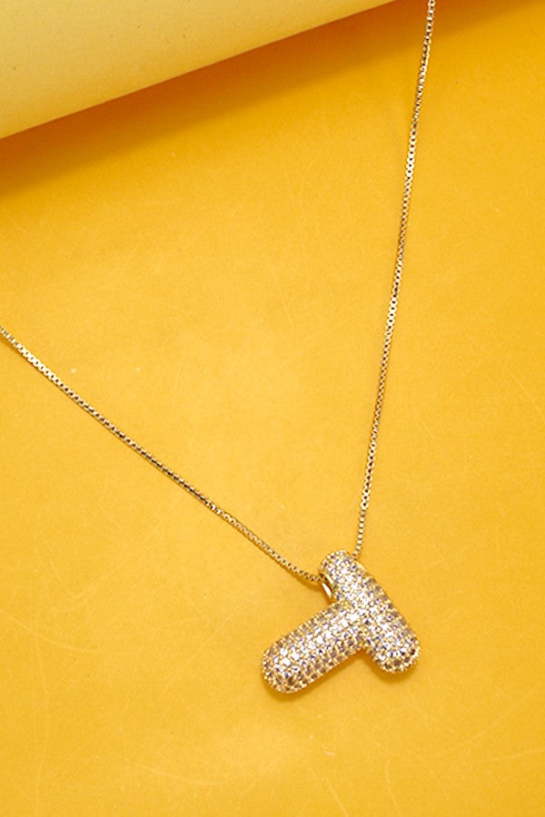 Initial Pave Rhinestone Necklace