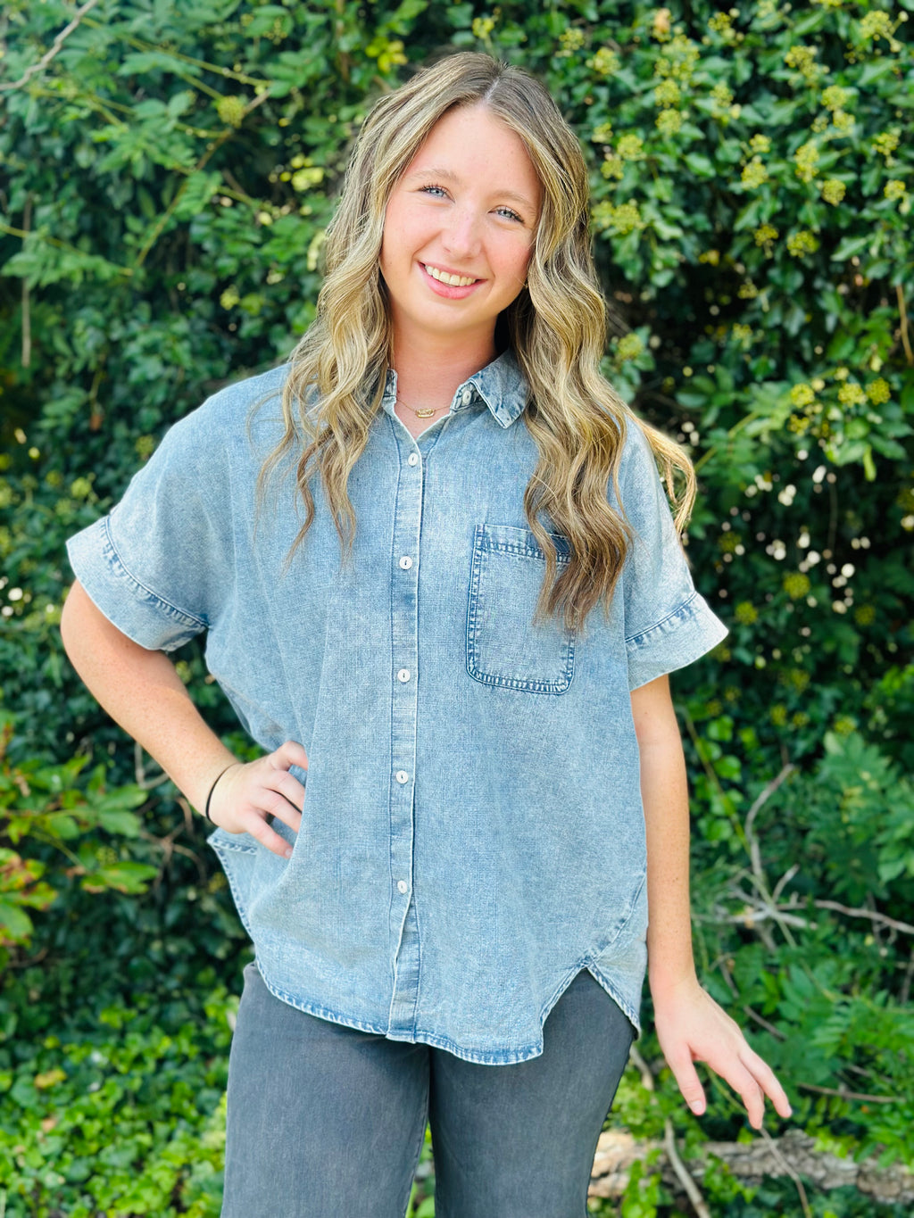 Megan Washed Button Up
