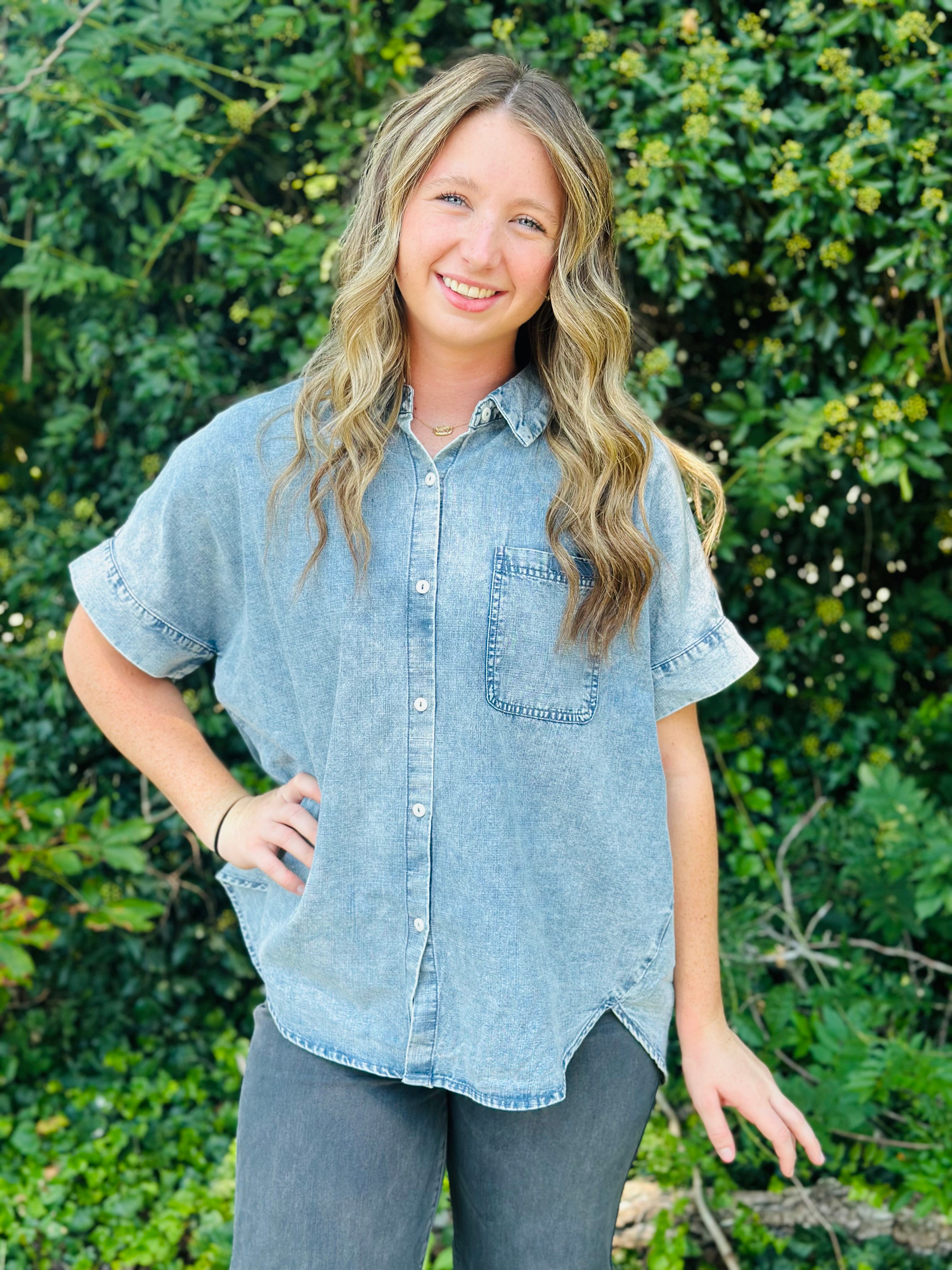 Megan Washed Button Up