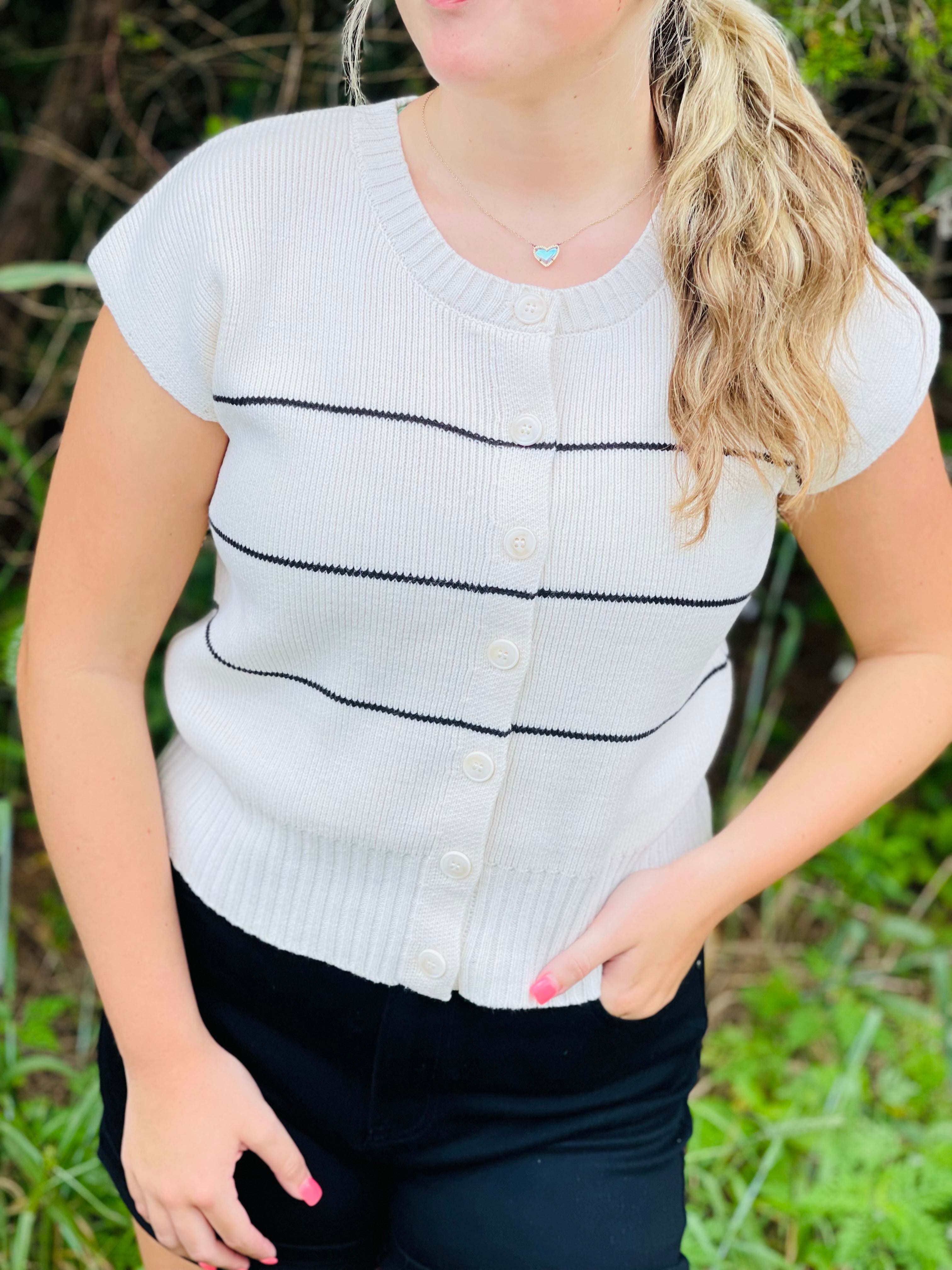 Casey Striped Button Down Cardi