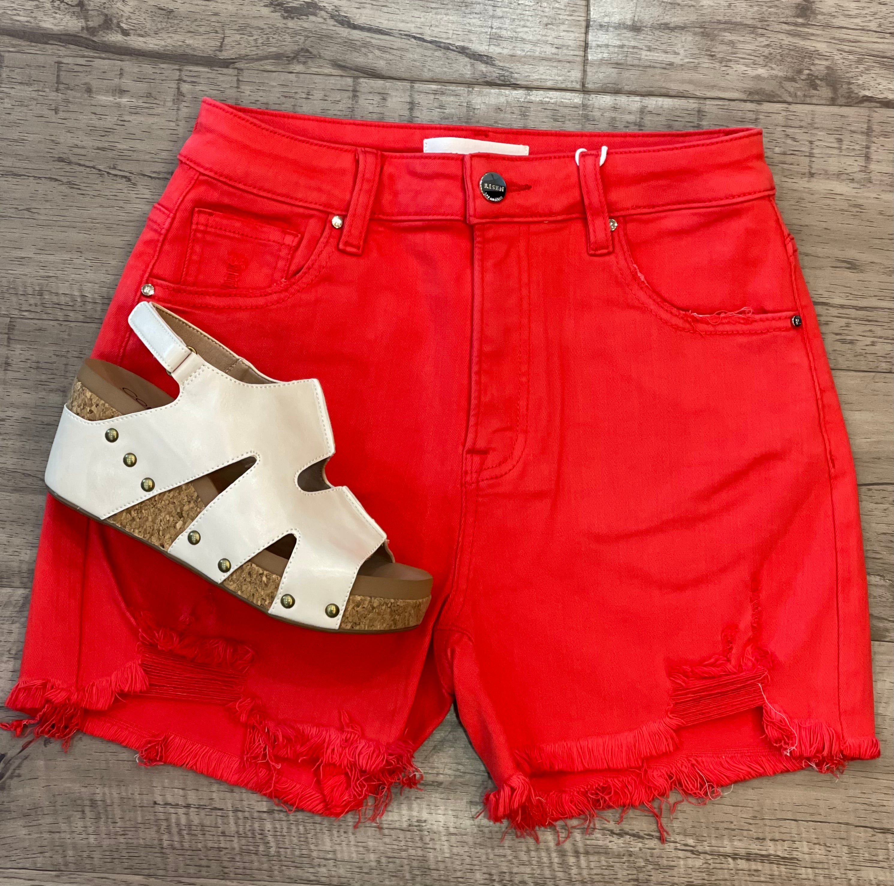 RISEN HIGH RISE DISTRESSED SHORTS