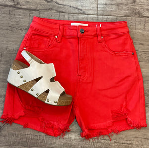 RISEN HIGH RISE DISTRESSED SHORTS