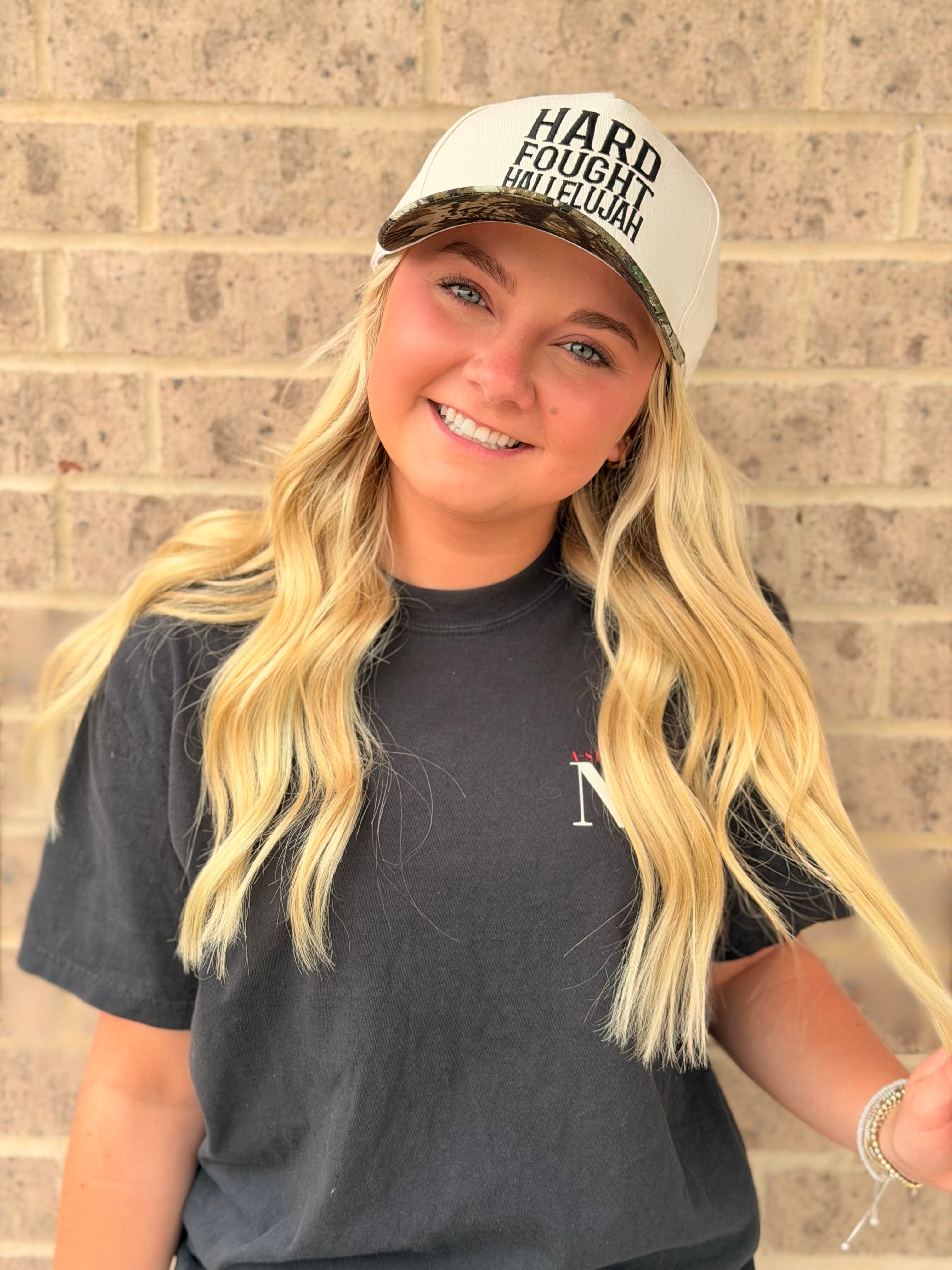 Hard Fought Hallelujah Camo Trucker Hat