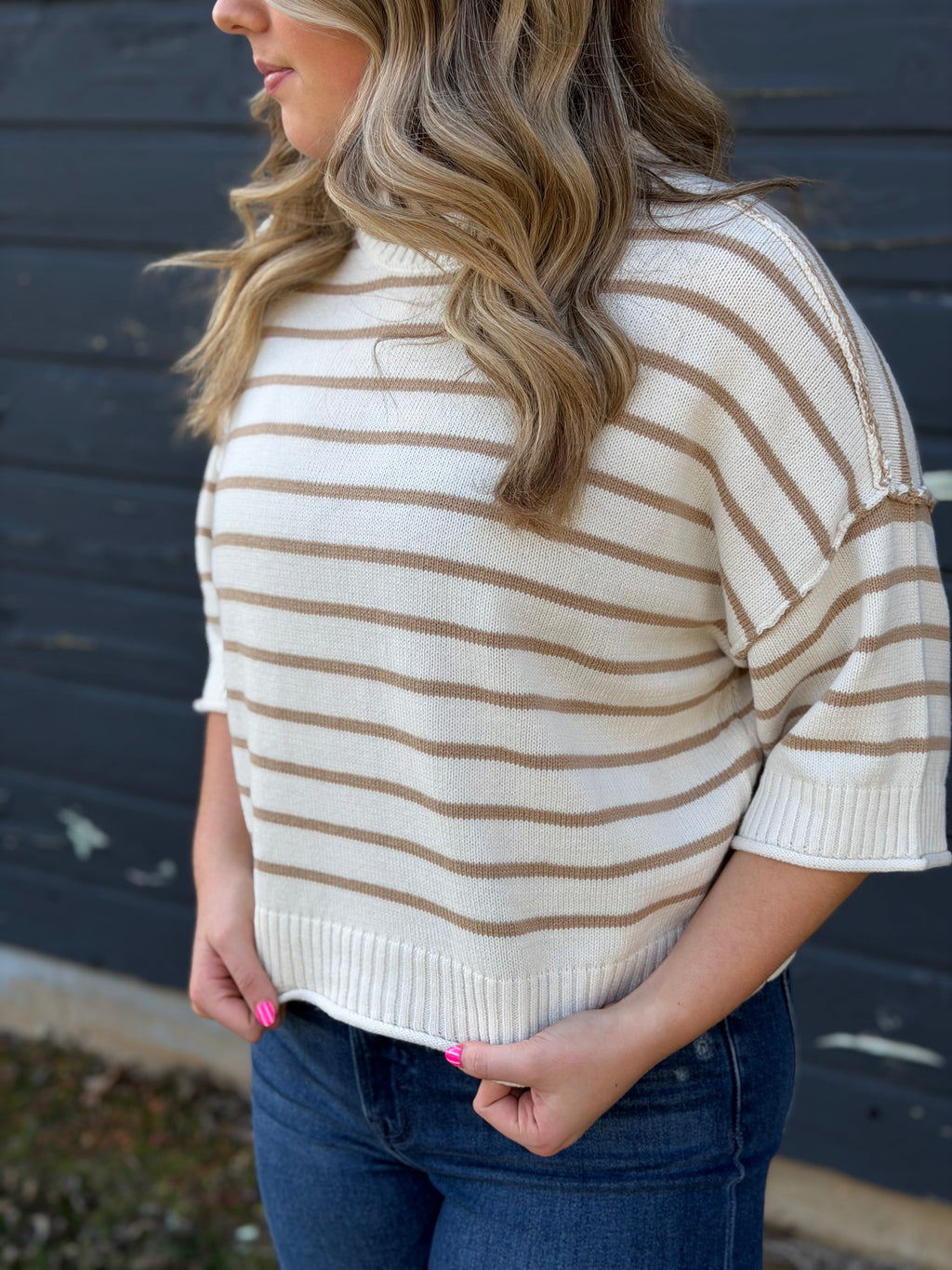 Uptown Stripe Raw Edge Top