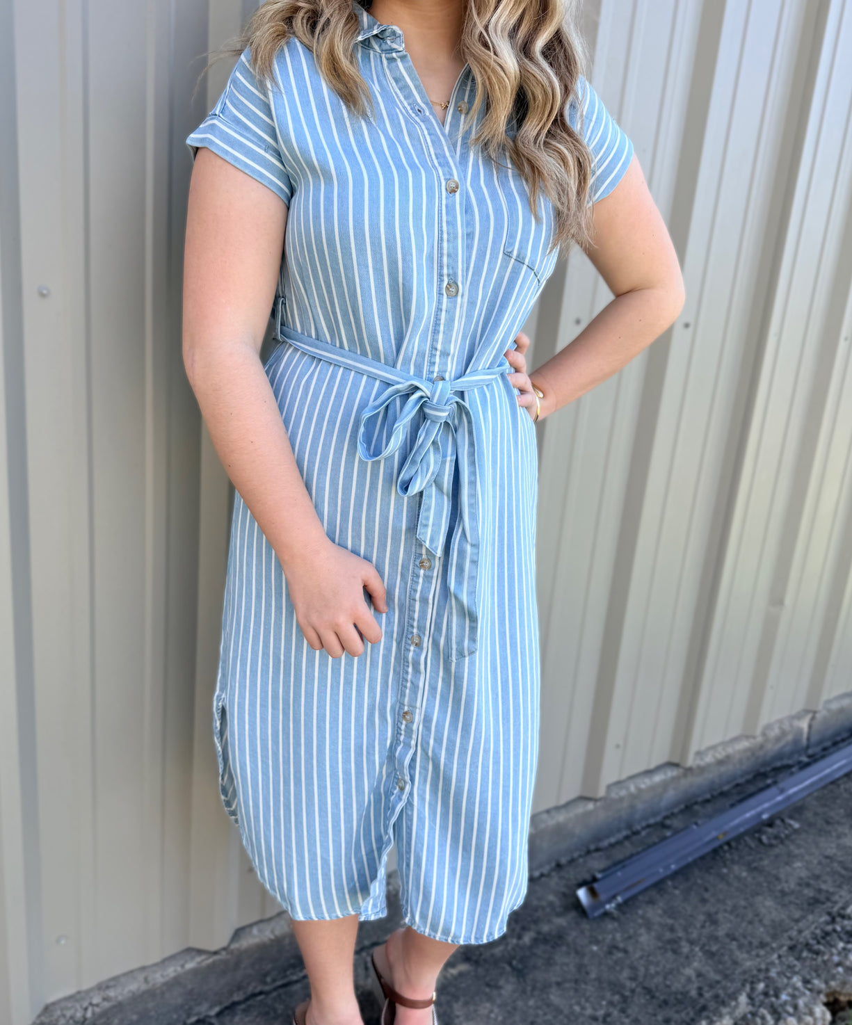 Sidewalk Ends Striped Tie Dress