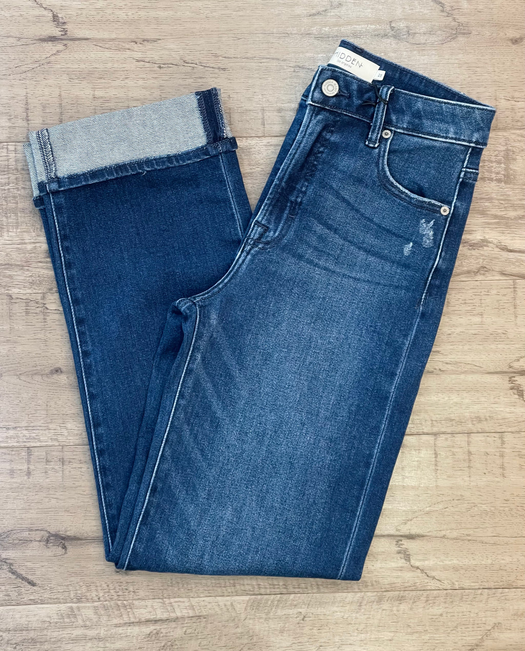 Tracey Dark Wash Cuffed Straight by Hidden