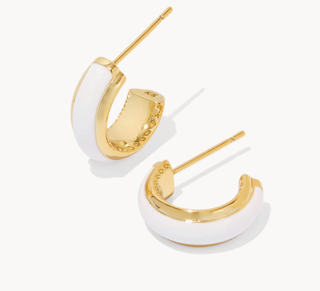 Ainsley Huggie Gold White Enamel Kendra Scott