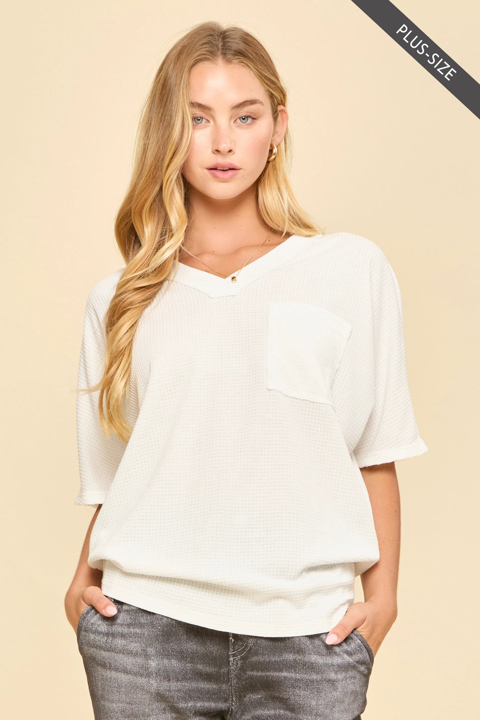 Taylor Two Tone Waffle Top