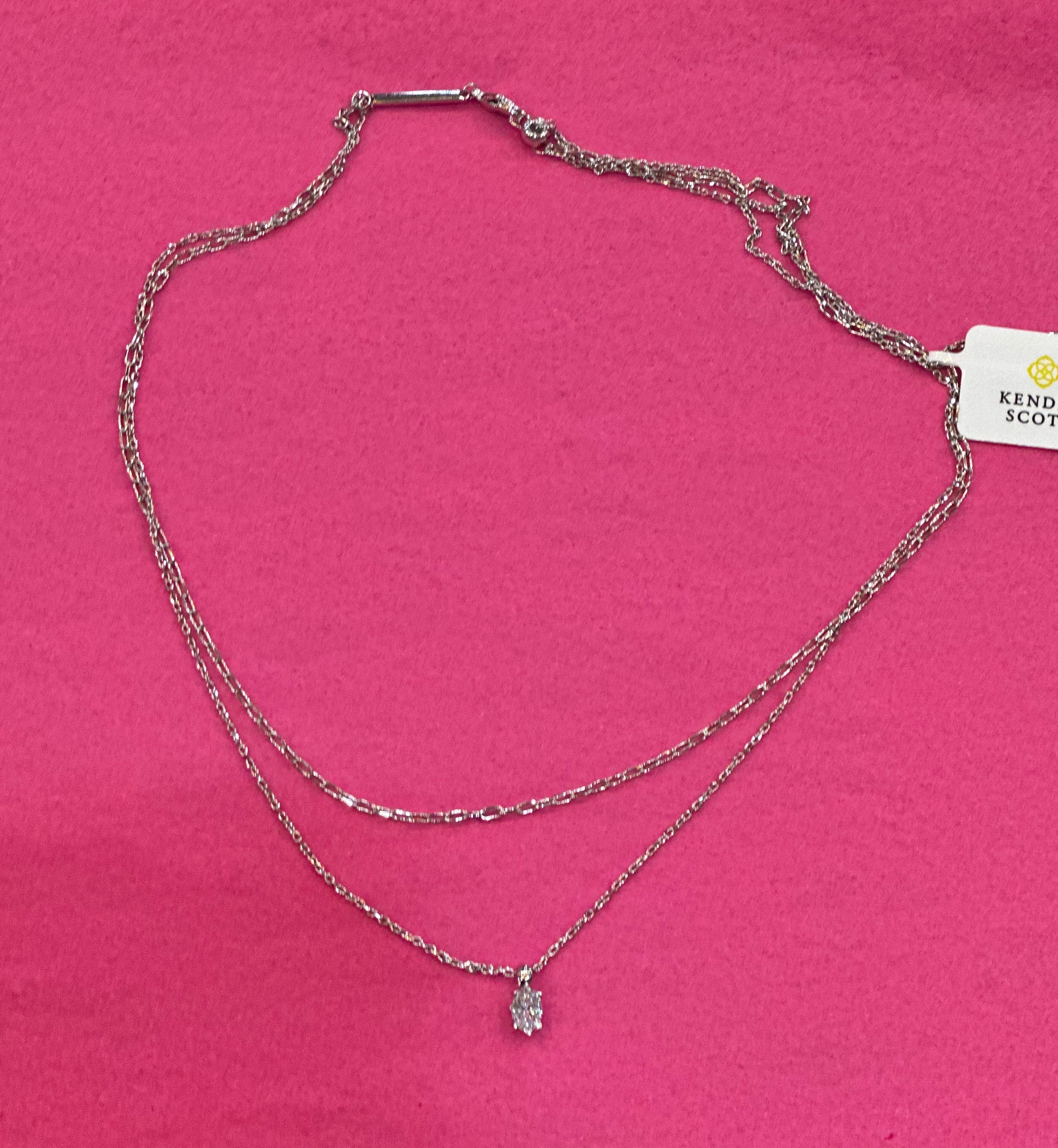 Cailin Multiple Strand Necklace Rhod White Crystal