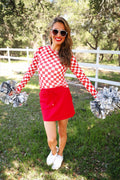 Alyssa Mesh Top by Jess Lea —Checkered Red
