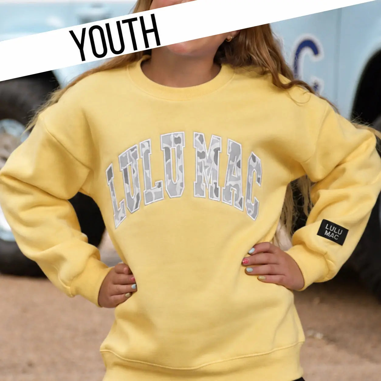 LuluMac Youth Pullover Butter Yellow Camo