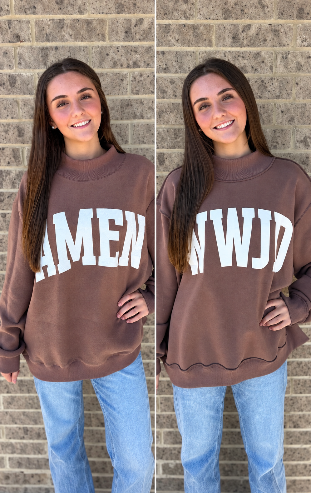 WWJD & Amen Reversible Mockneck Sweatshirt