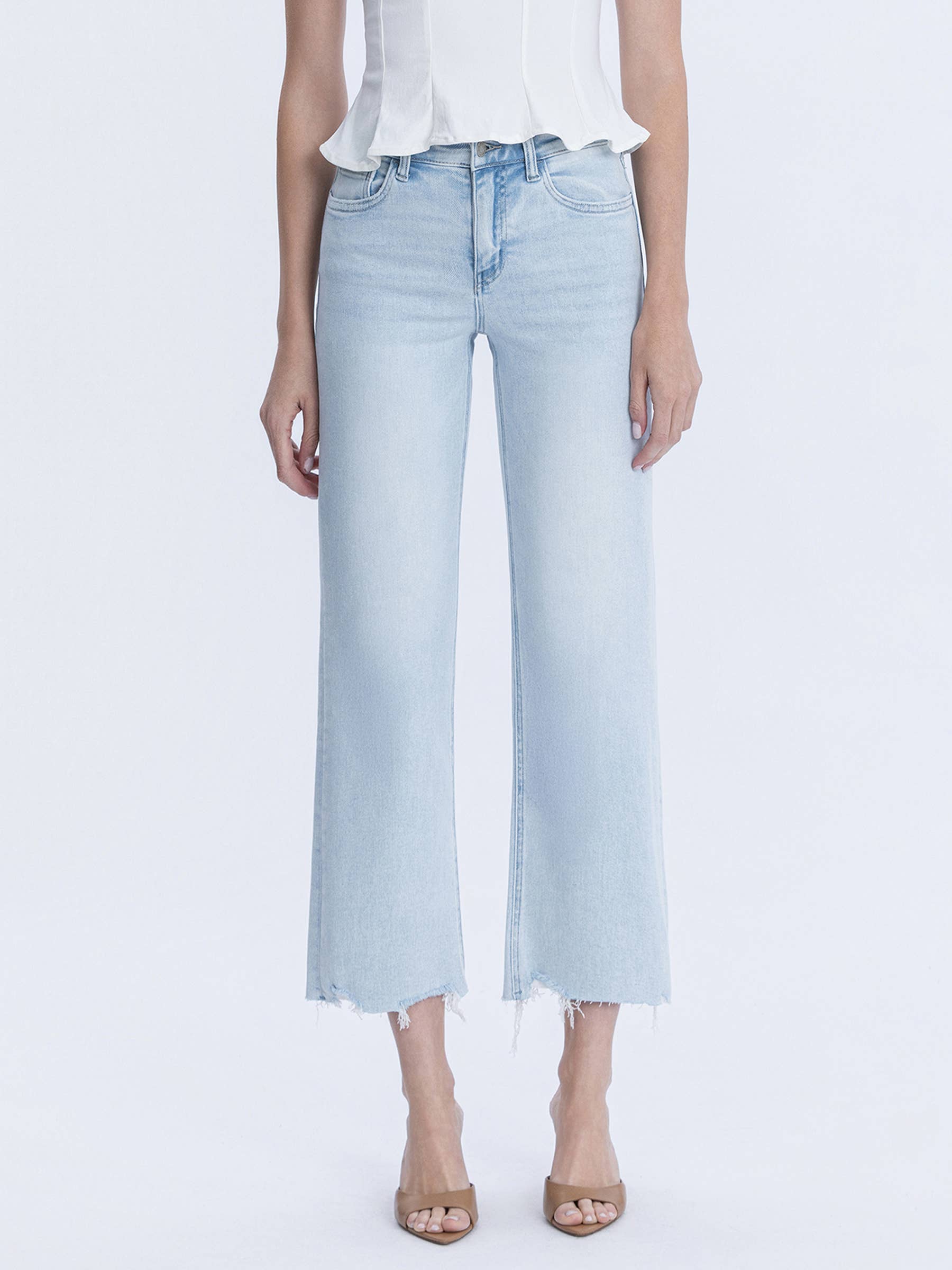 Vervet HIGH RISE LIGHT WASH SLIM WIDE JEANS