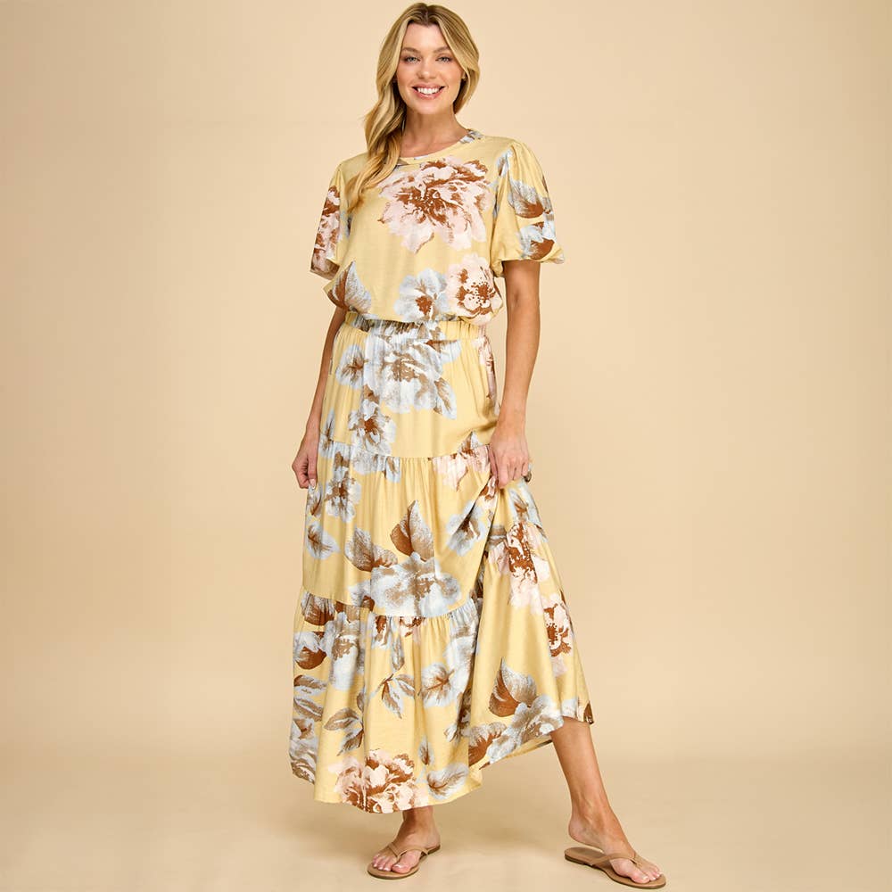 Savannah Floral Tiered Maxi Skirt