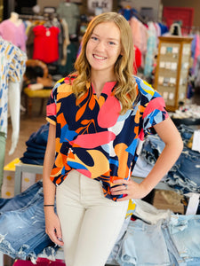 Tropical Bliss Navy Mix Top