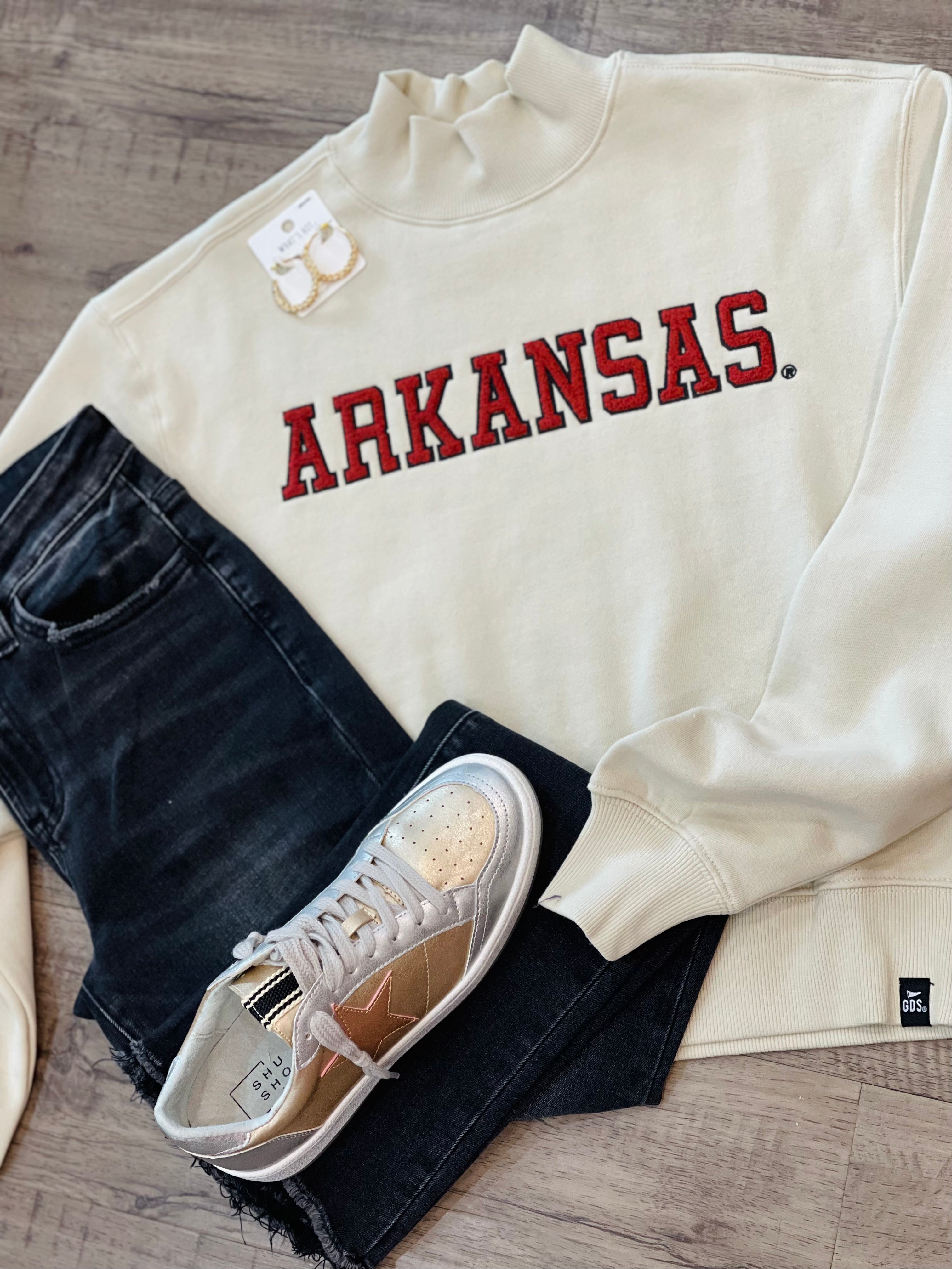 UNIVERSITY OF ARKANSS CROPPED MOCK NECK BY GAMEDAY SOCIAL
