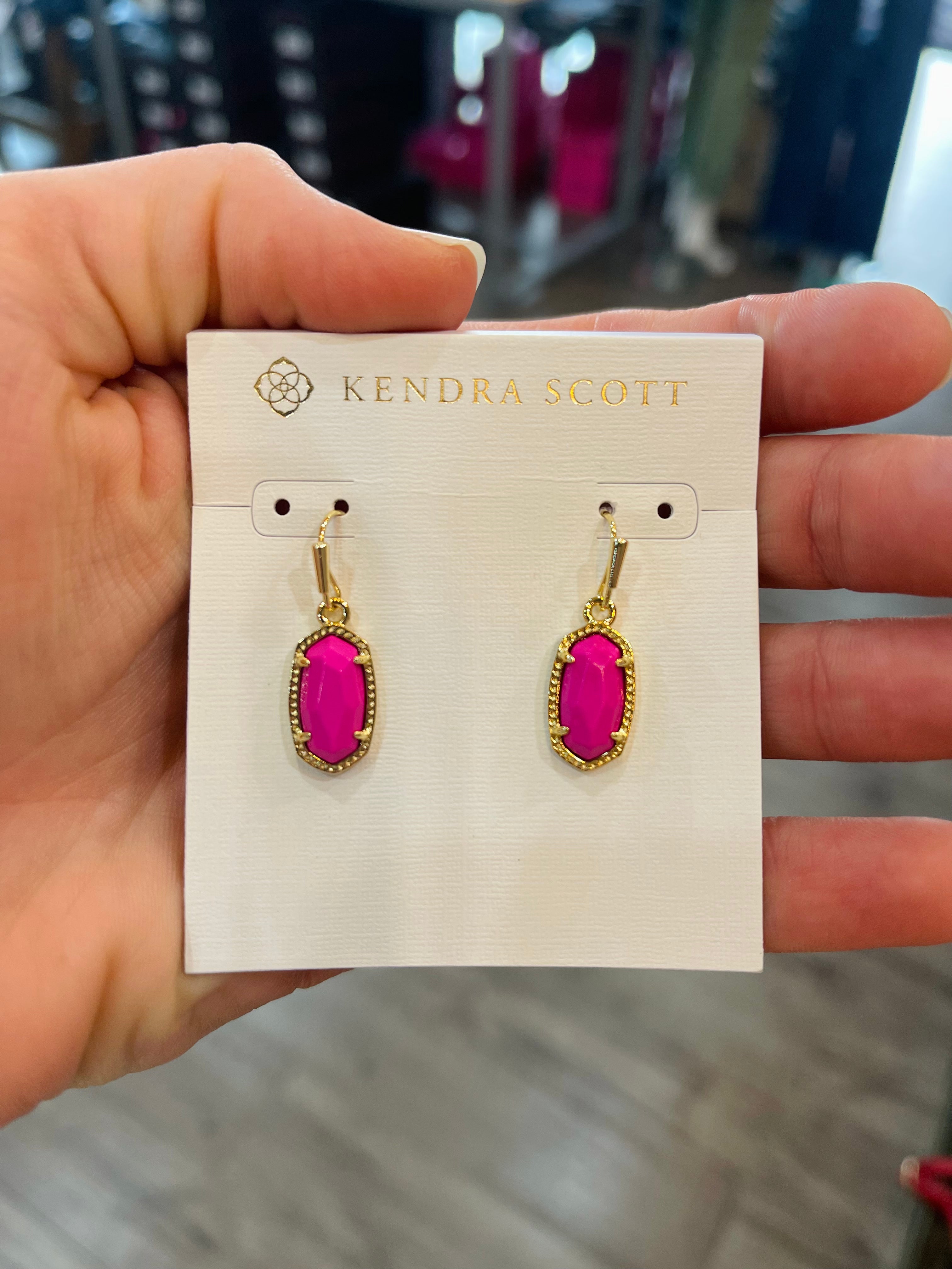 Lee Earring Gold Magenta by Kendra Scott